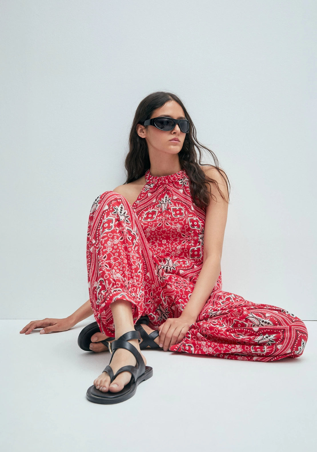 Bandana-Print Top - Red
