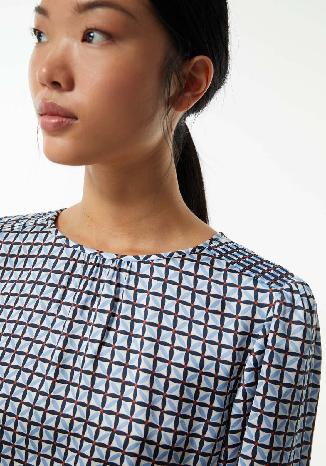 Sfera Basic printed top - Navy 5 Shaws Department Stores