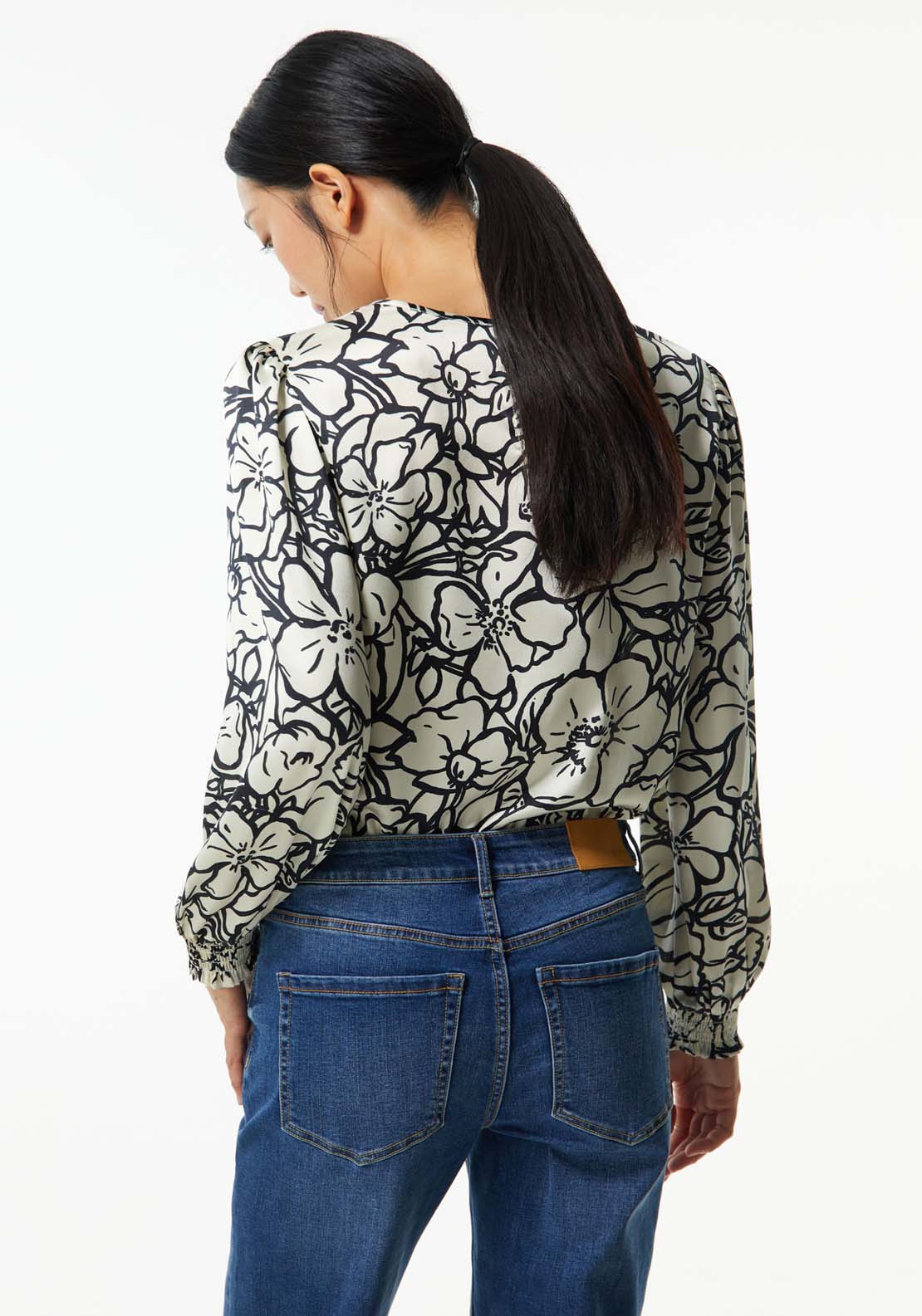 Sfera Basic printed top - Black 2 Shaws Department Stores