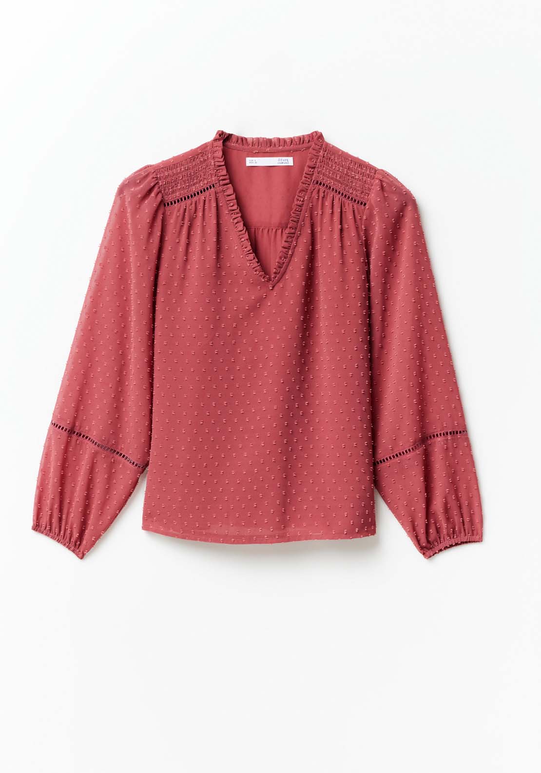 Sfera Elastic details plumetis blouse - Currant 5 Shaws Department Stores