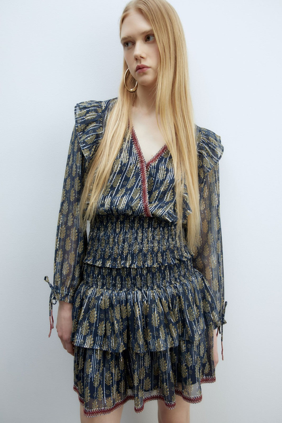Sfera Chiffon lurex blouse - Navy 10 Shaws Department Stores