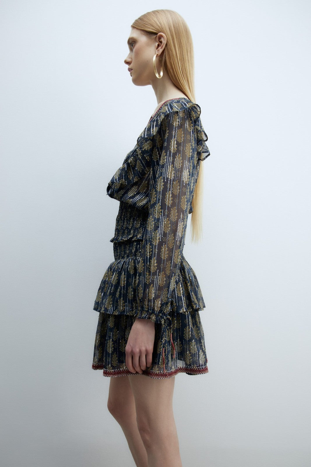 Sfera Chiffon lurex blouse - Navy 8 Shaws Department Stores