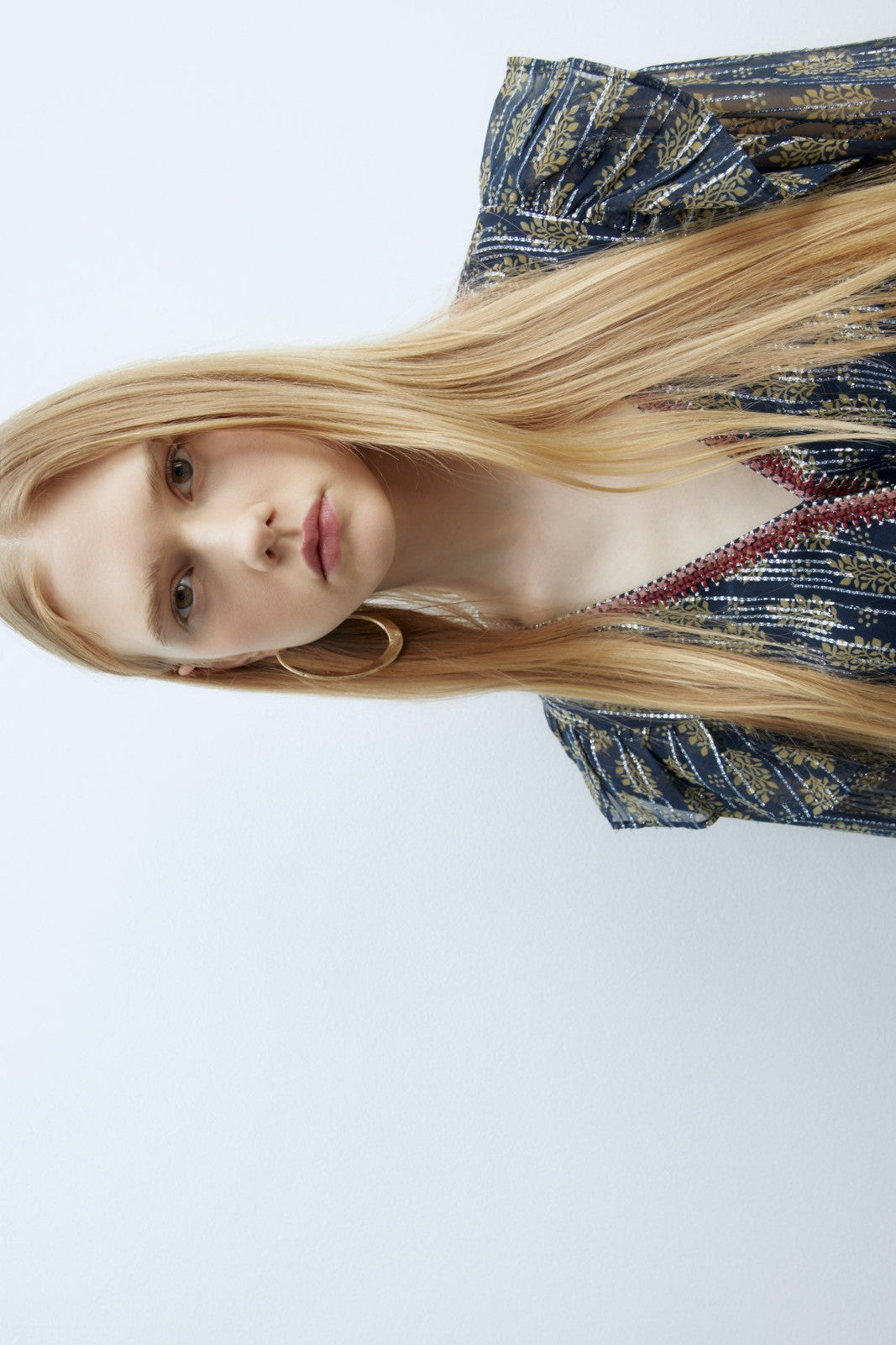 Sfera Chiffon lurex blouse - Navy 9 Shaws Department Stores
