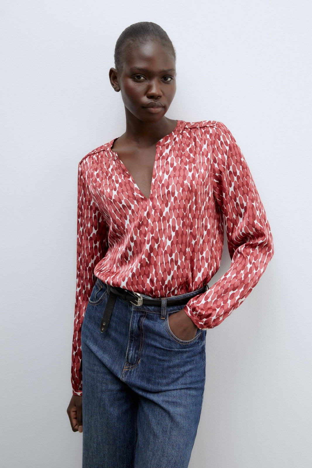 Sfera Basic long-sleeved top - Burgundy 1 Shaws Department Stores