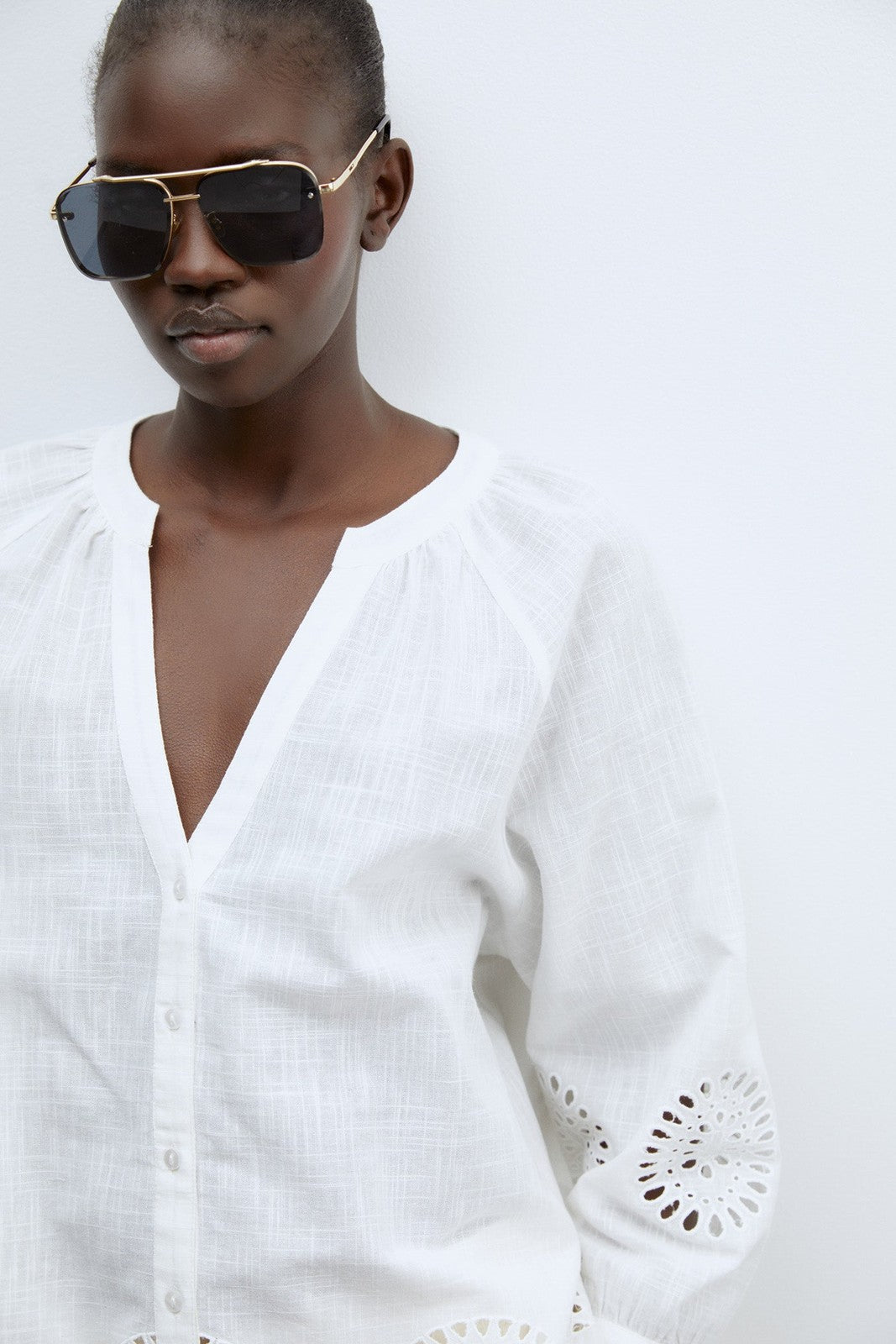 Sfera Buttons raglan blouse - White 3 Shaws Department Stores