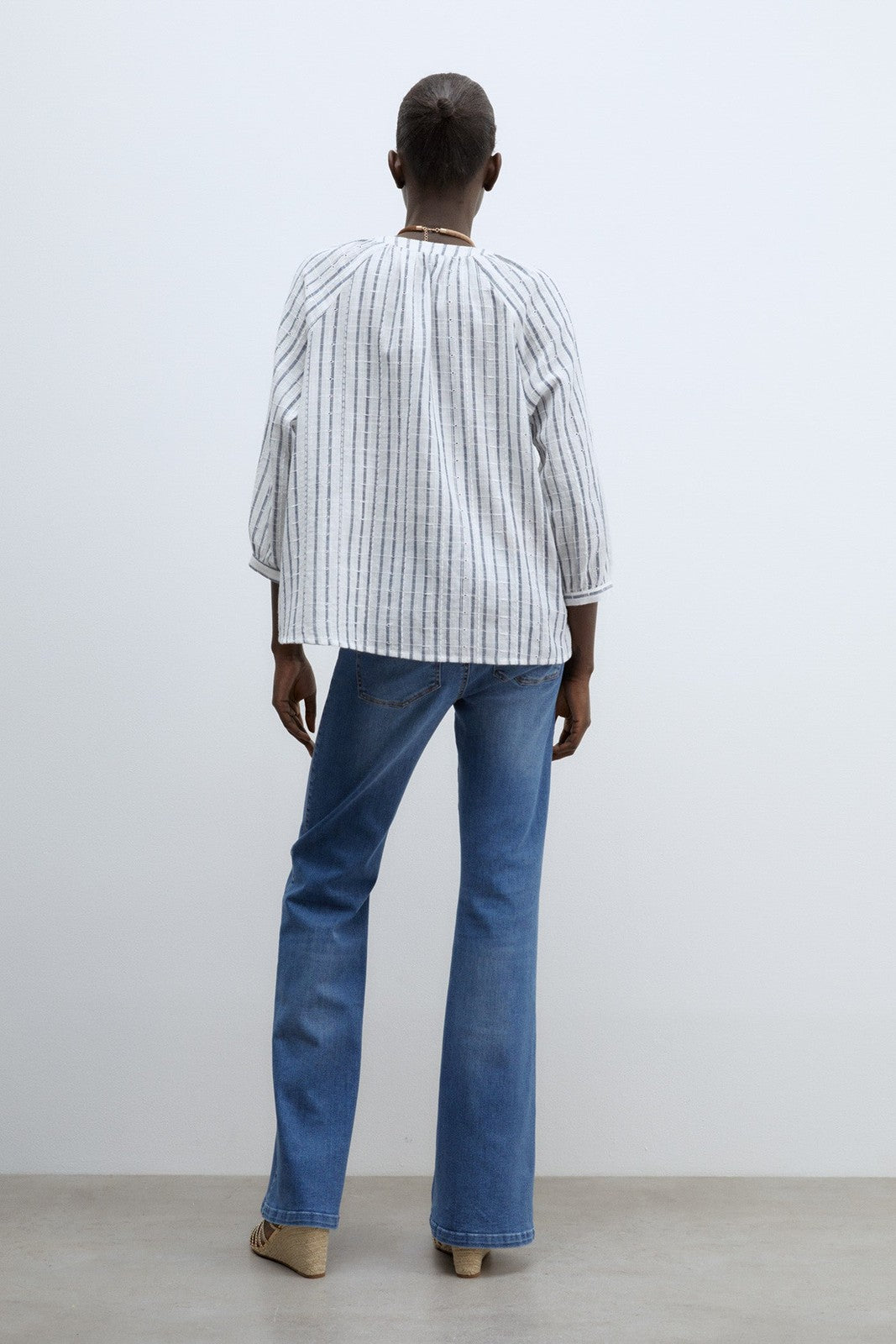 Sfera Buttons raglan blouse - Print Blue 6 Shaws Department Stores