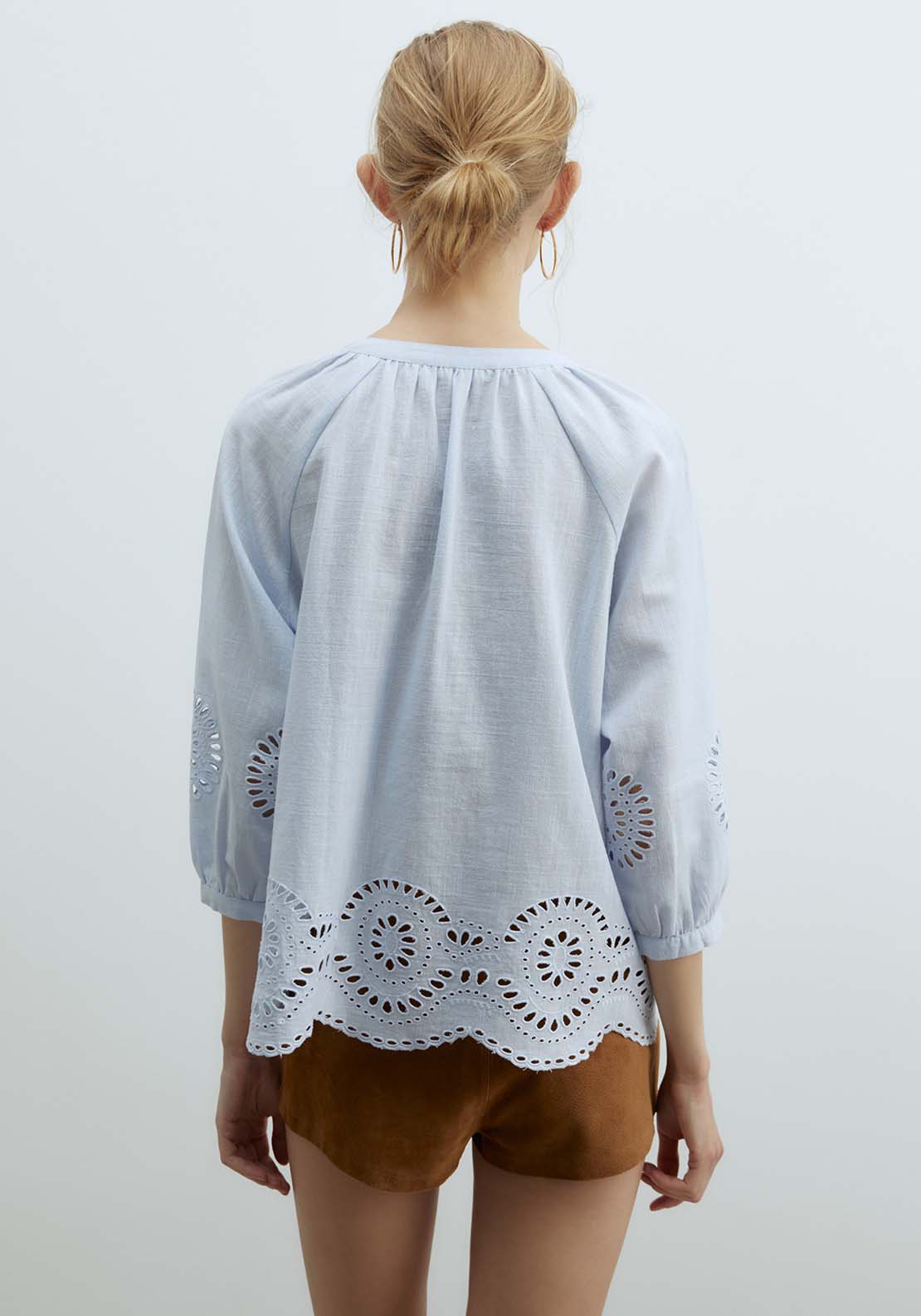 Sfera Buttons Raglan Blouse - Blue Light 2 Shaws Department Stores