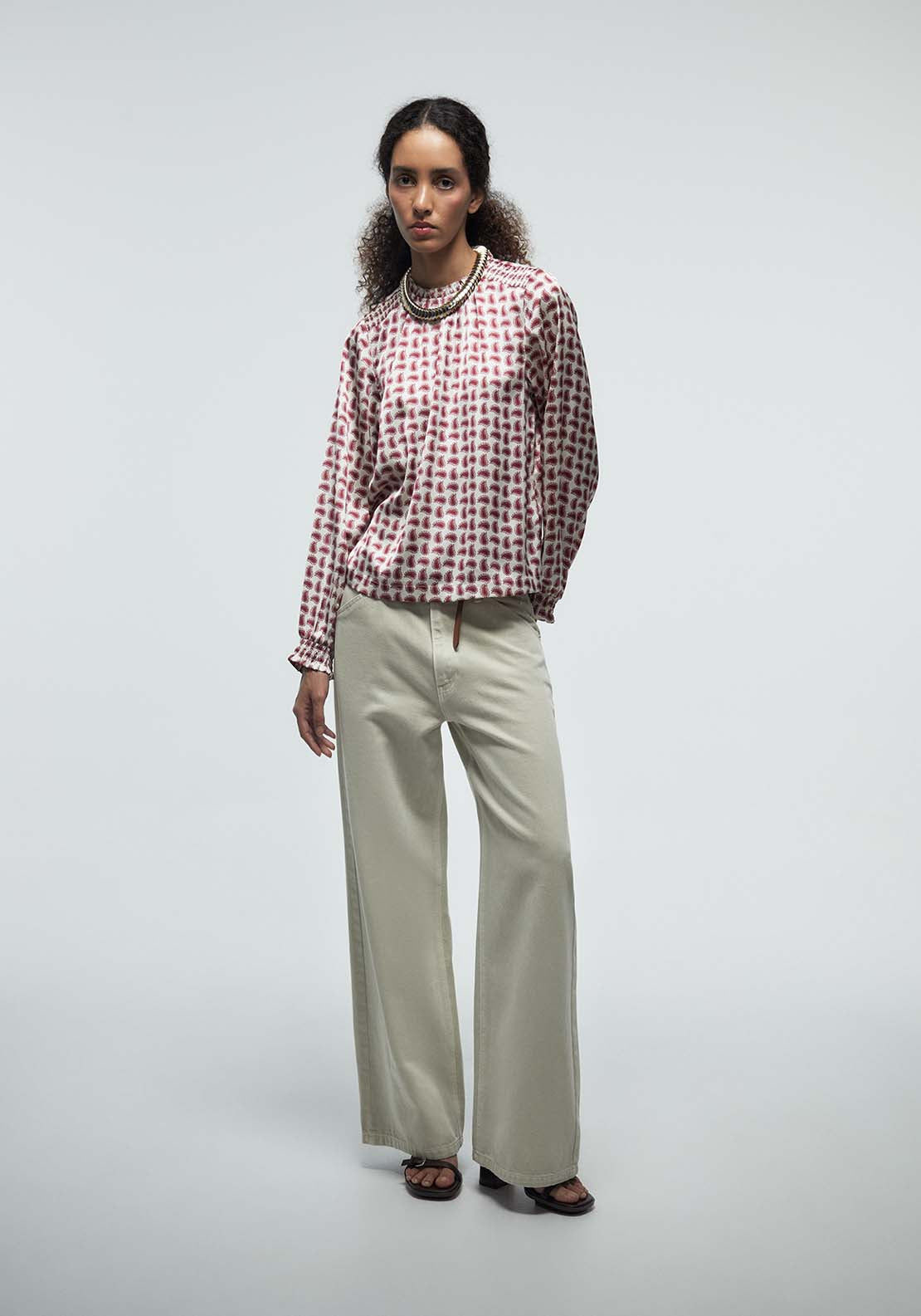 Basic Shirred Blouse - Pink