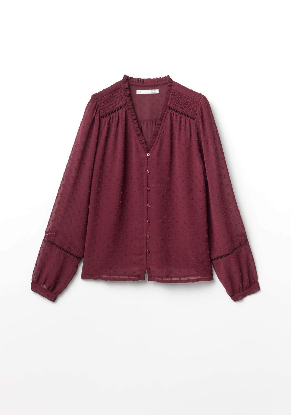 Buttons Plumetis Shirt - Red