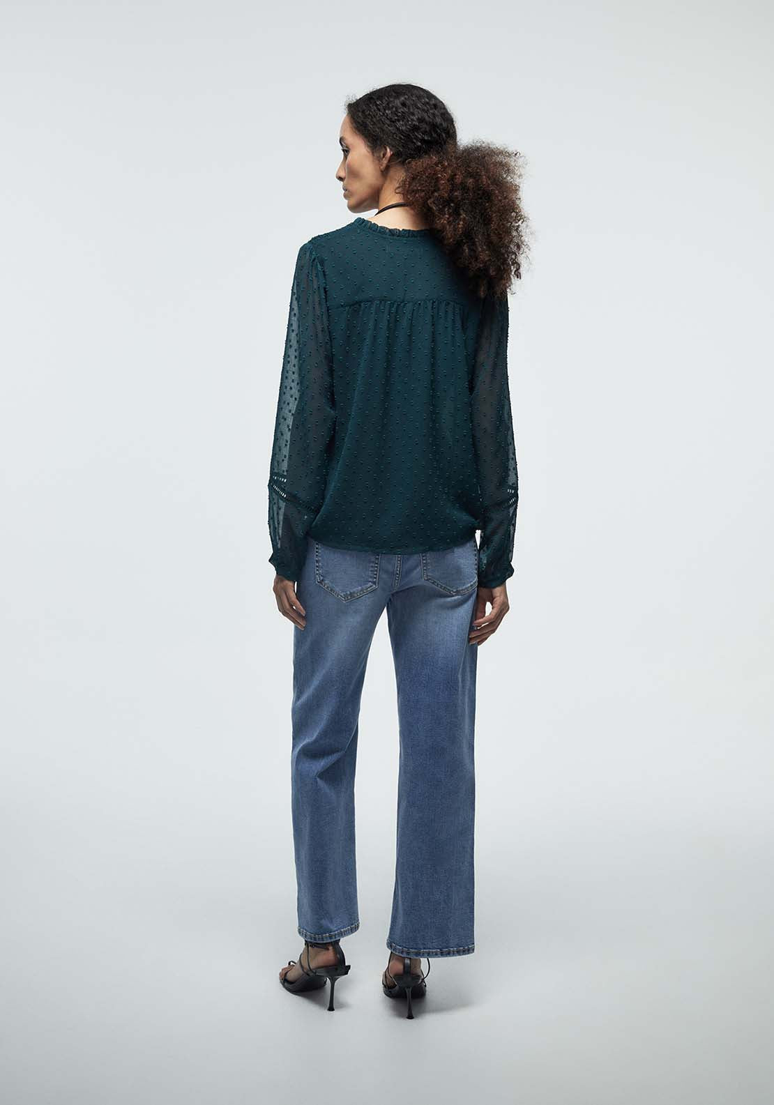 Buttons Plumetis Shirt - Green