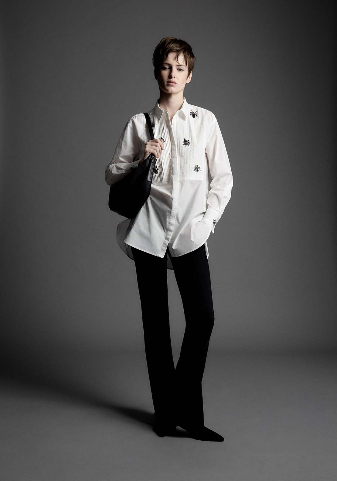 Appliqué Poplin Blouse - White