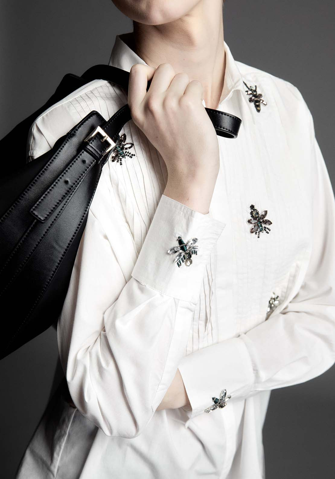 Appliqué Poplin Blouse - White