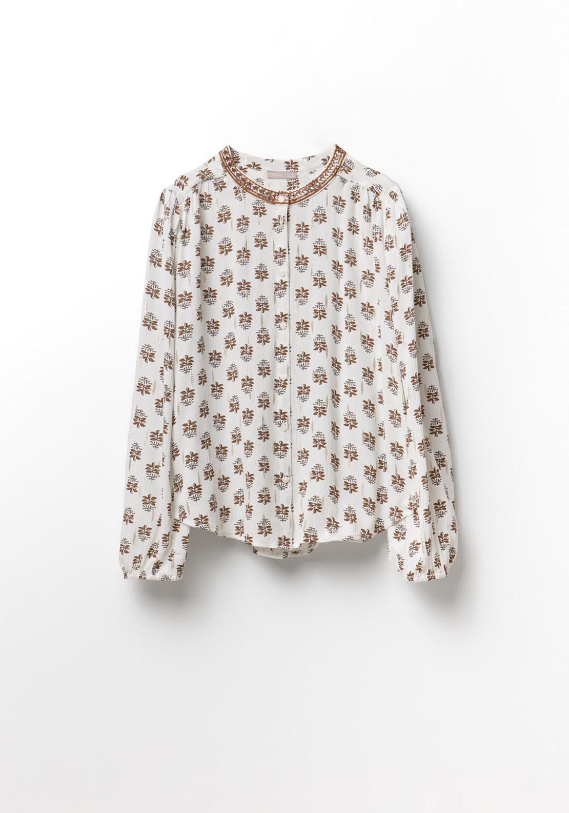 Printed Lurex Blouse - Cream