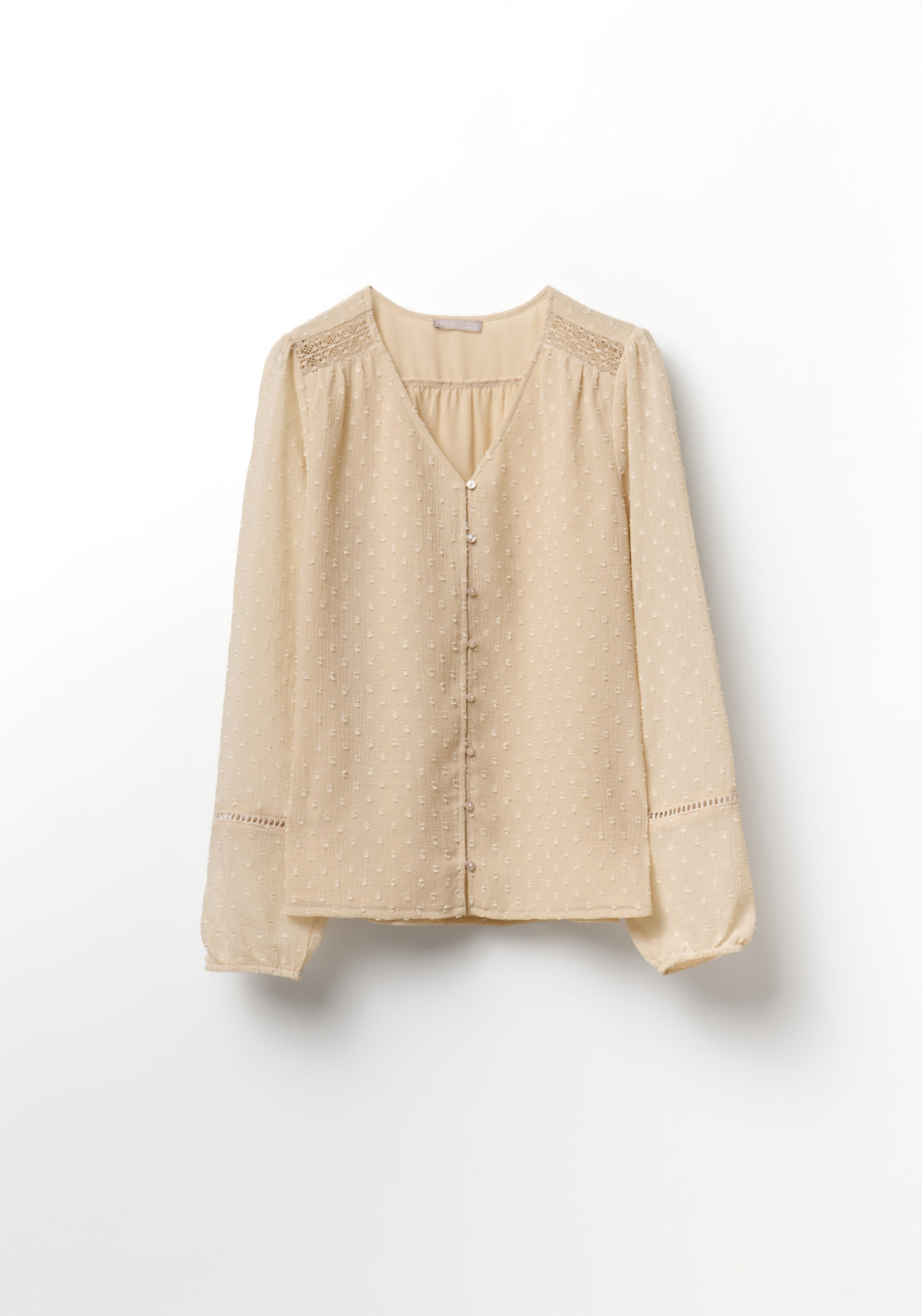 Buttons Plumetis Shirt - Brown