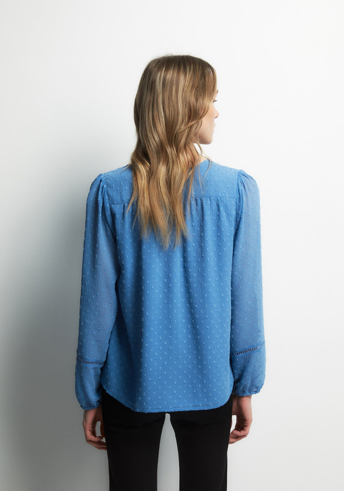Buttons Plumetis Shirt - Blue