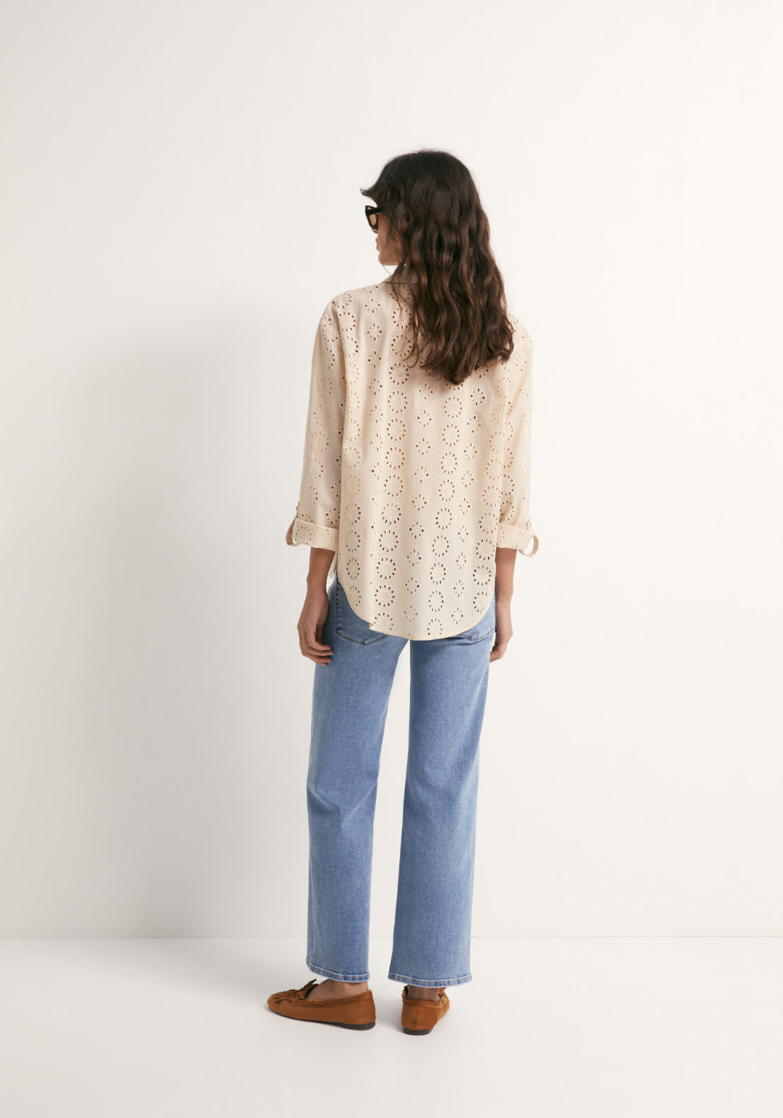 Cotton Schiffli Shirt - Beige