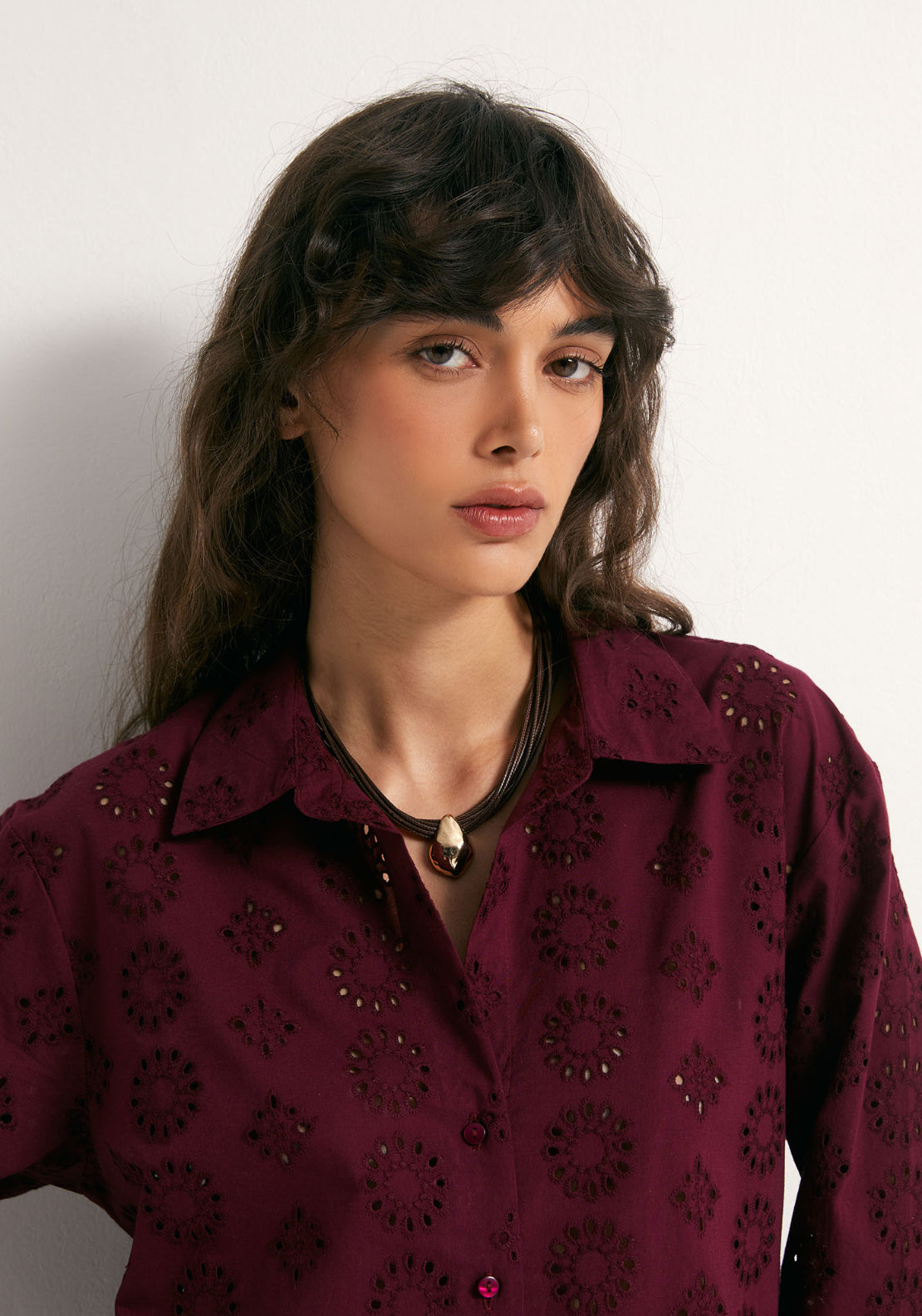 Cotton Schiffli Shirt - Red