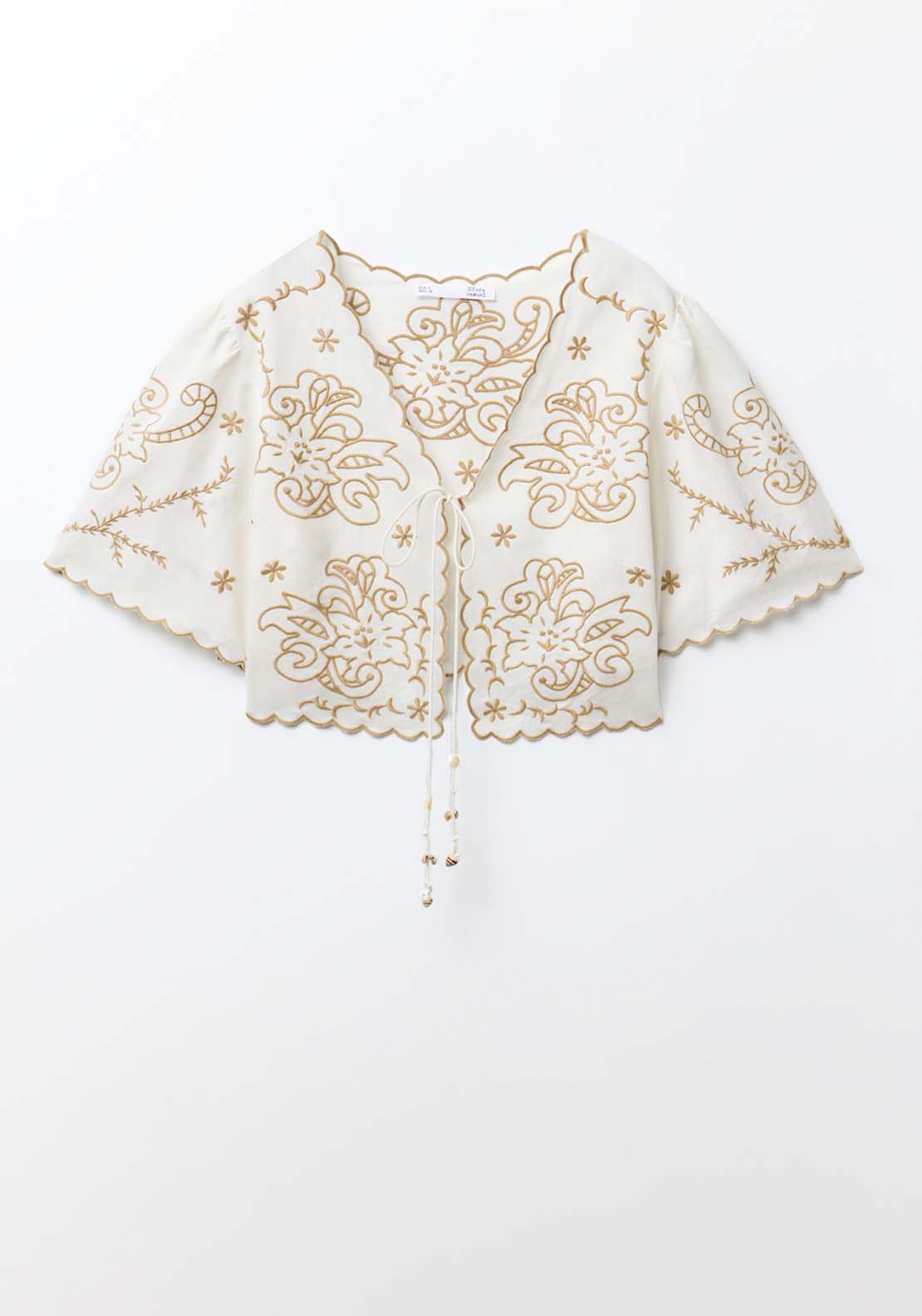 Sfera Embroidered Bolero Cardigan - Ecru 6 Shaws Department Stores