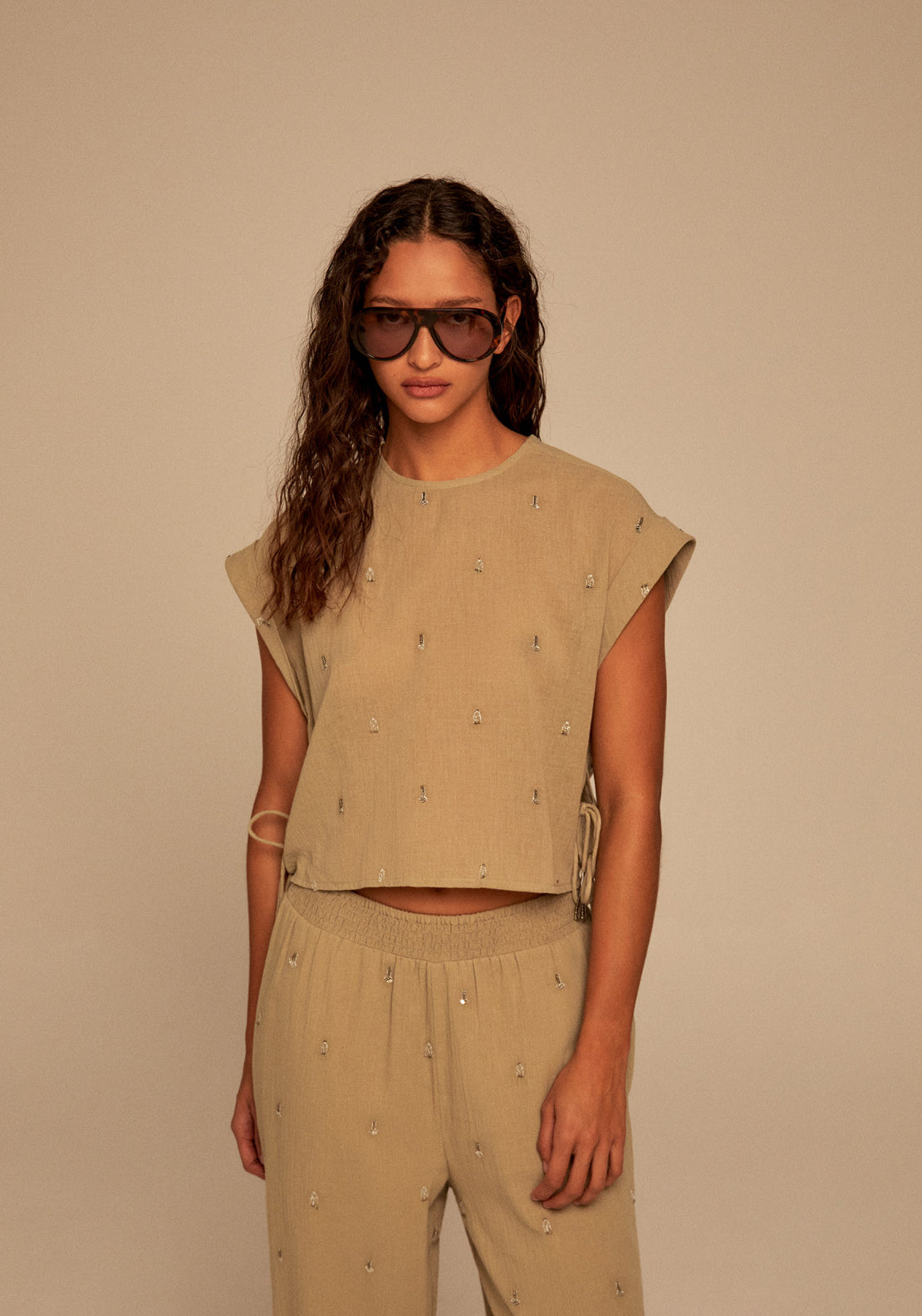 Lurex Gauze Blouse - Green