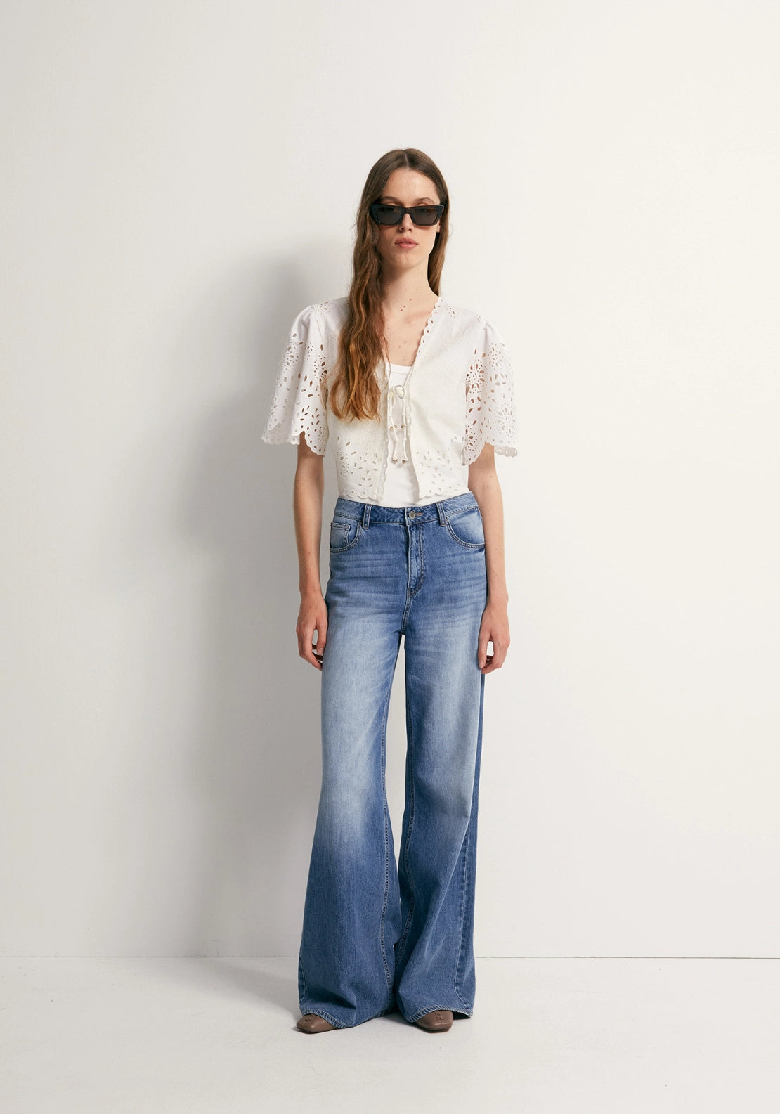 Schiffli Bolero - White