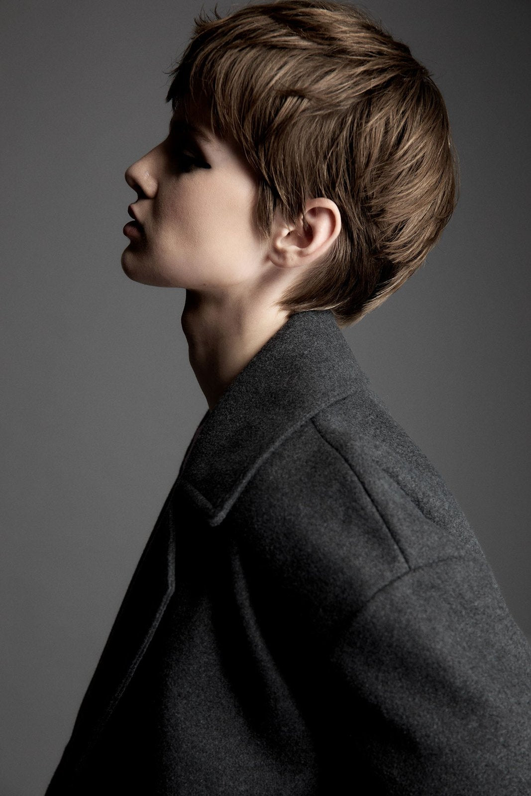 Short Double-Breasted Coat - Grey