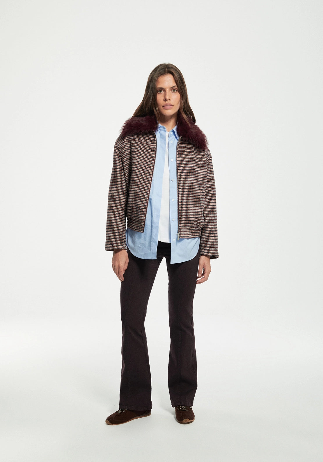 Checked Bomber Jacket - Red