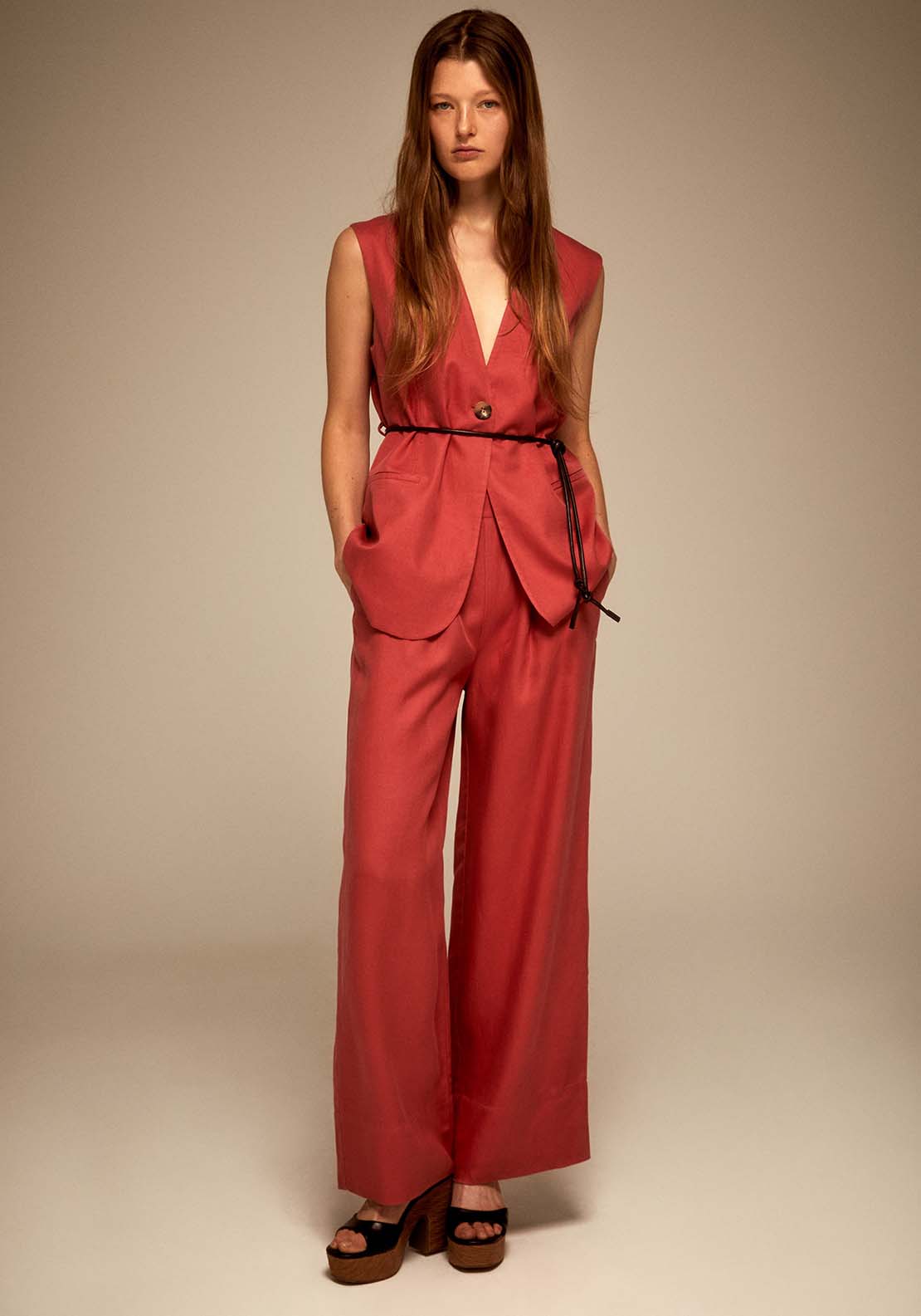 Sfera Belted Formal Waistcoat - Pink Acid 5 Shaws Department Stores