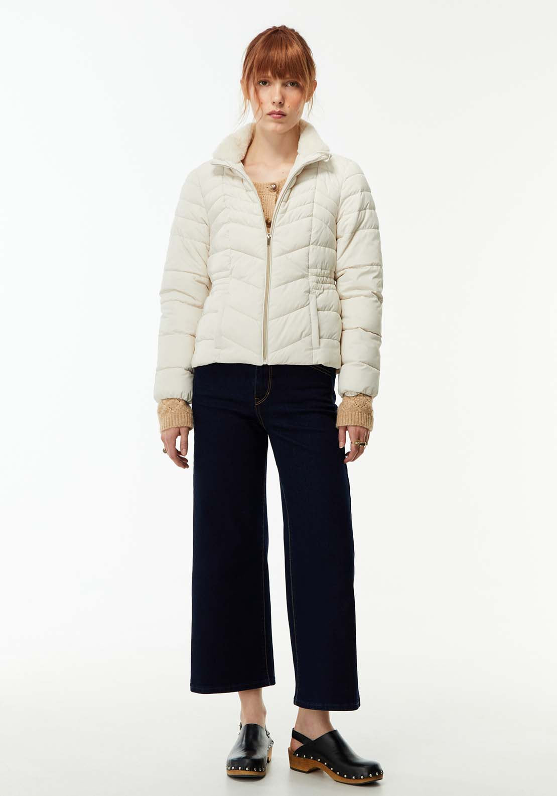 Sfera Plain Furry Parka - Ecru 5 Shaws Department Stores