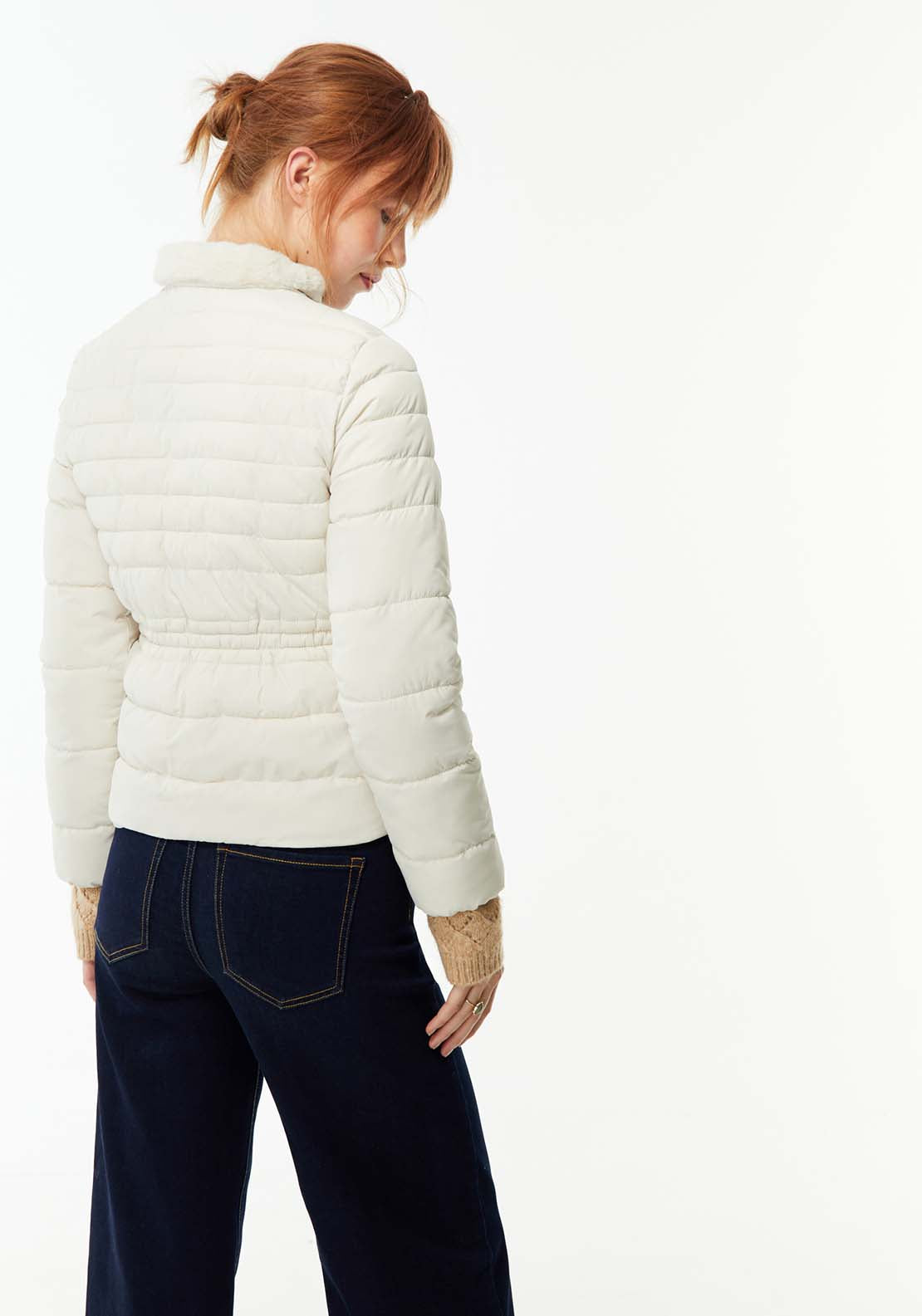 Sfera Plain Furry Parka - Ecru 4 Shaws Department Stores