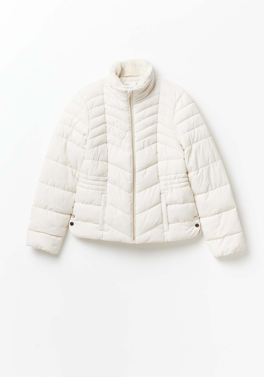Sfera Plain Furry Parka - Ecru 6 Shaws Department Stores