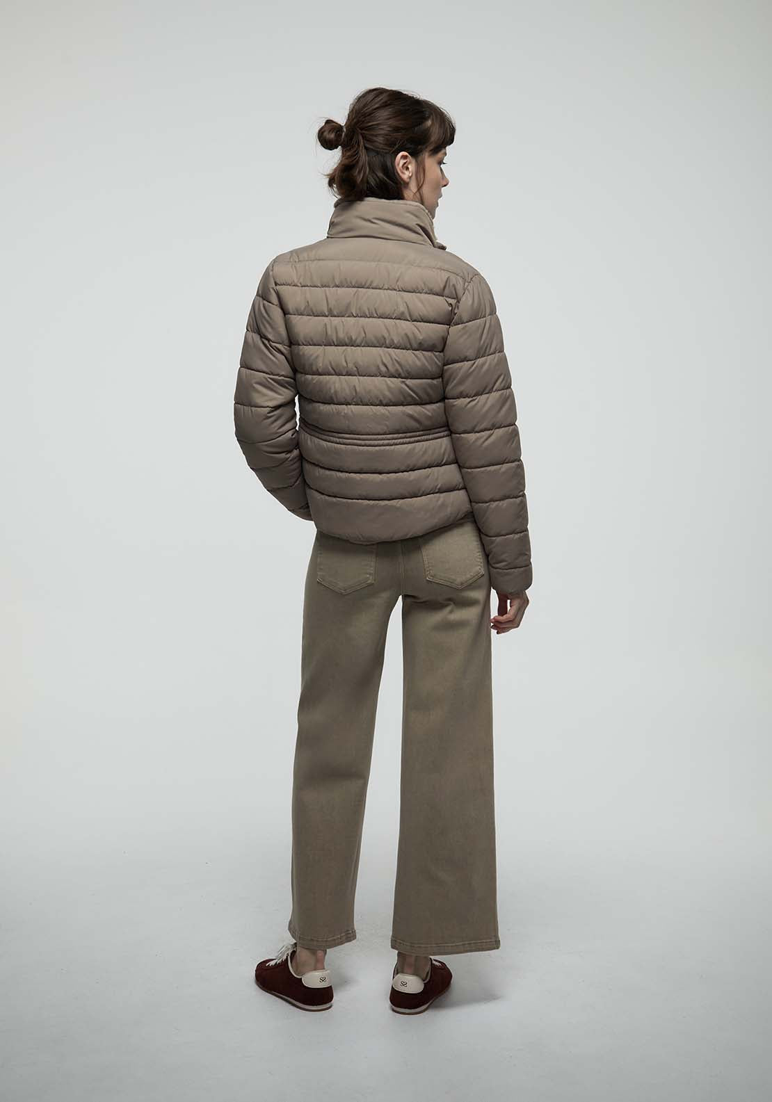 Fur Lined Basic Parka - Melange Oscur