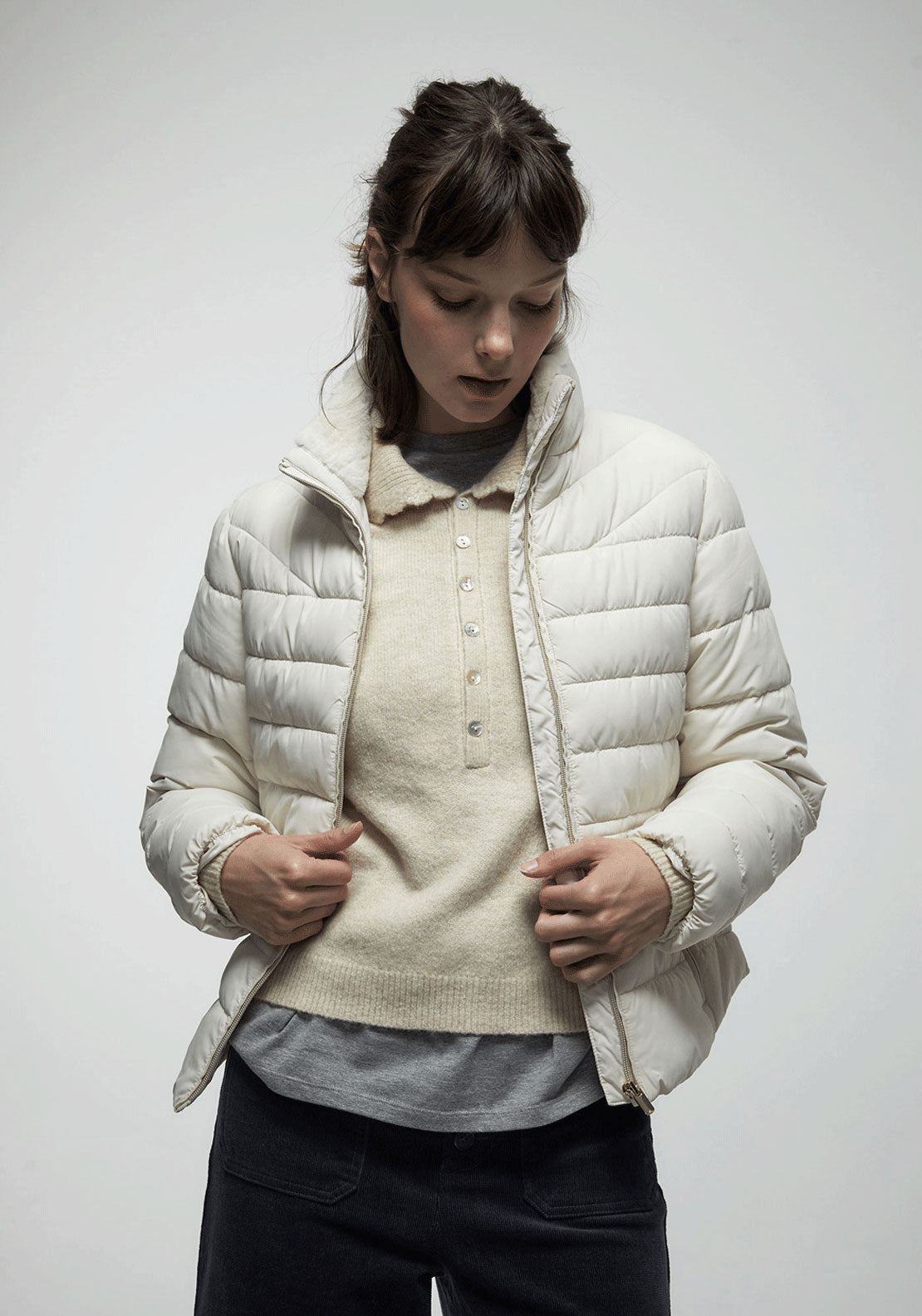 Fur Lined Basic Parka - Cream