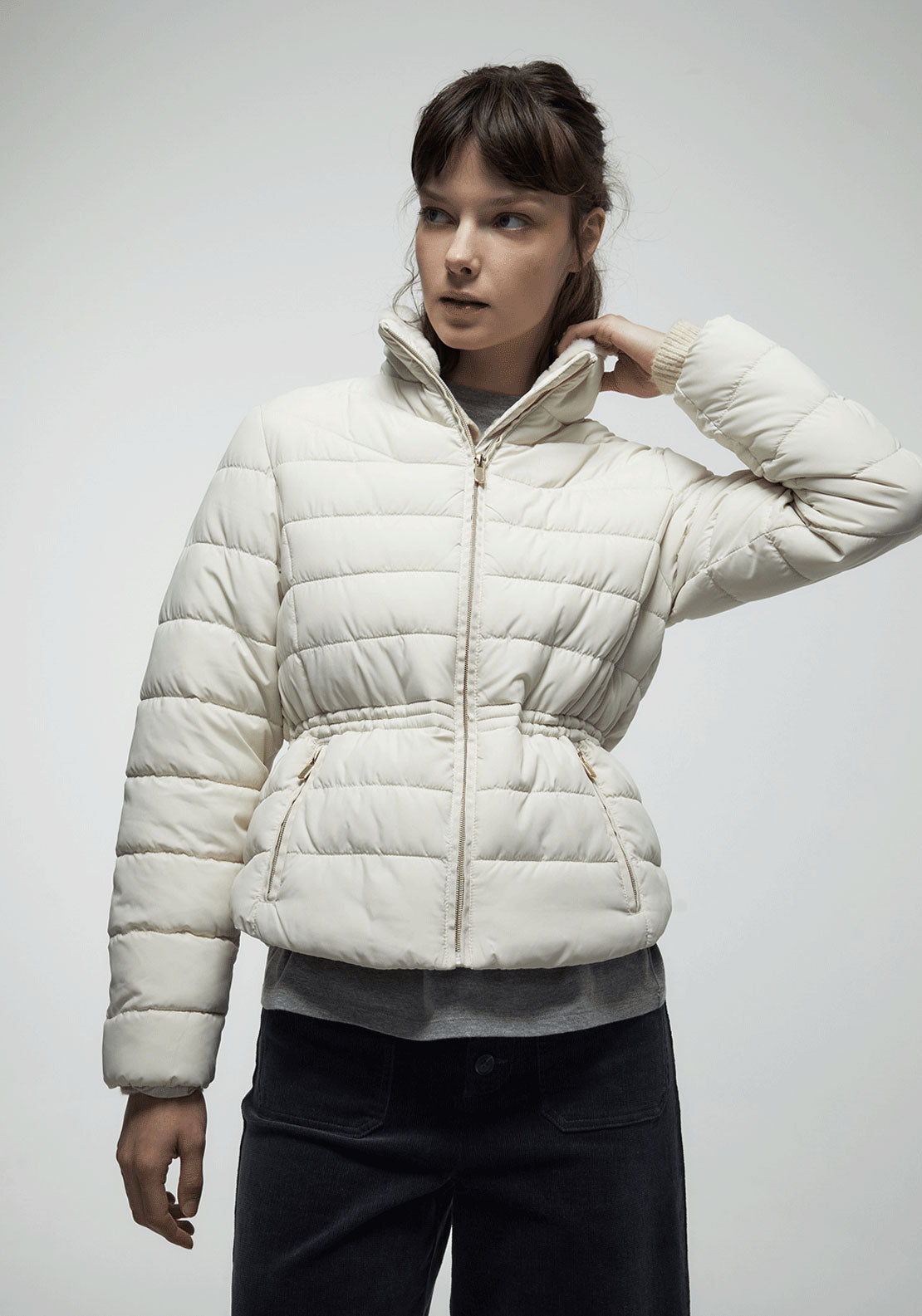 Fur Lined Basic Parka - Cream