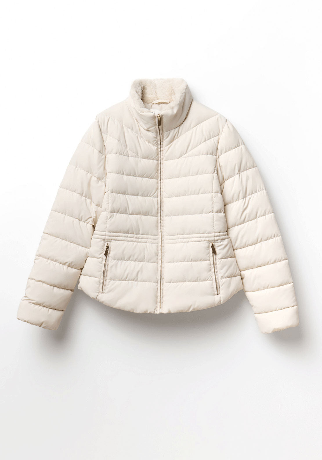 Fur Lined Basic Parka - Cream