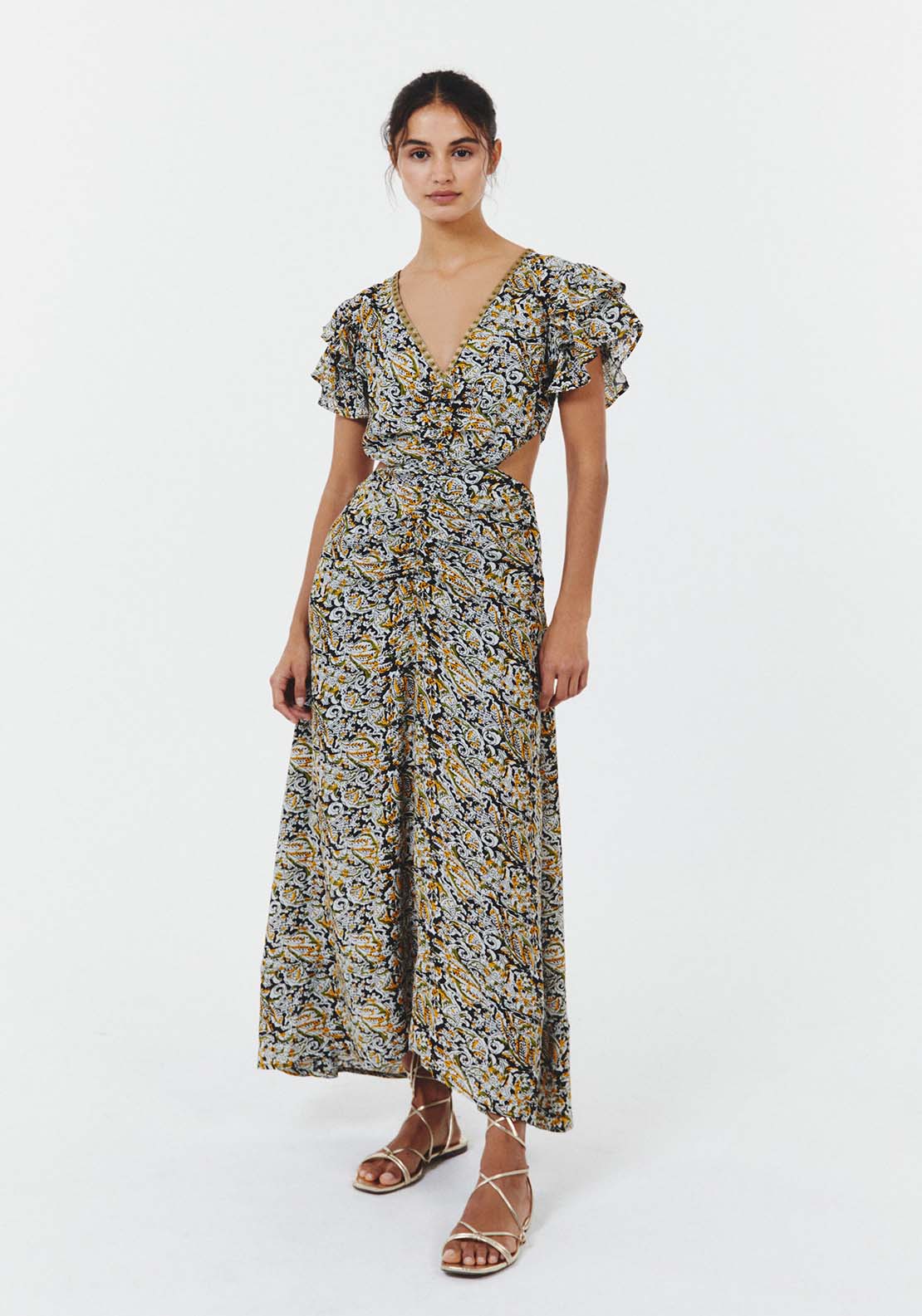 Sfera Cut-out floral dress - Black 1 Shaws Department Stores