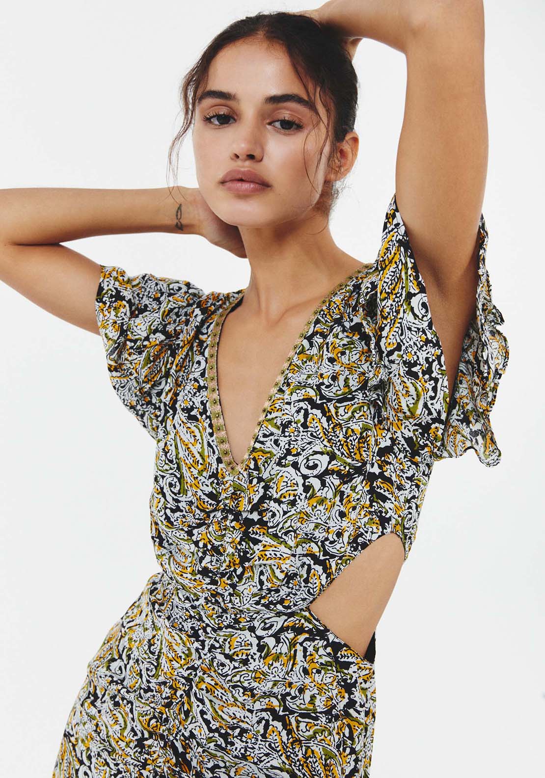 Sfera Cut-out floral dress - Black 2 Shaws Department Stores