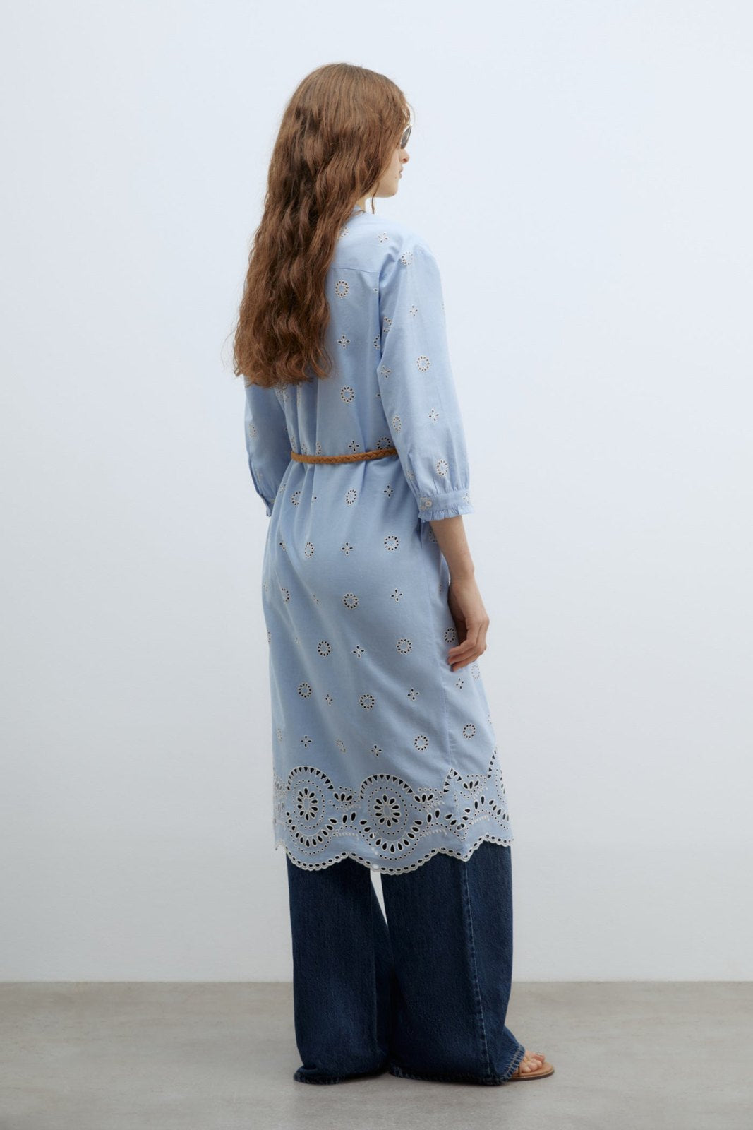 Sfera Embroidered chambray dress - Blue 11 Shaws Department Stores