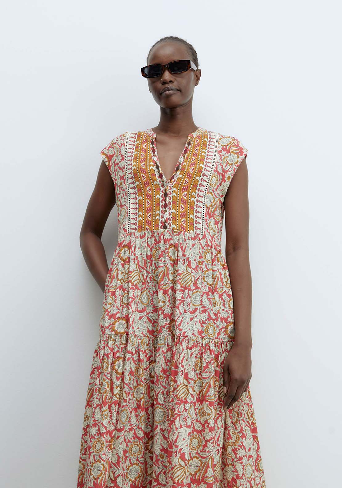 Sfera Neckline Detail Dress - Pink 4 Shaws Department Stores