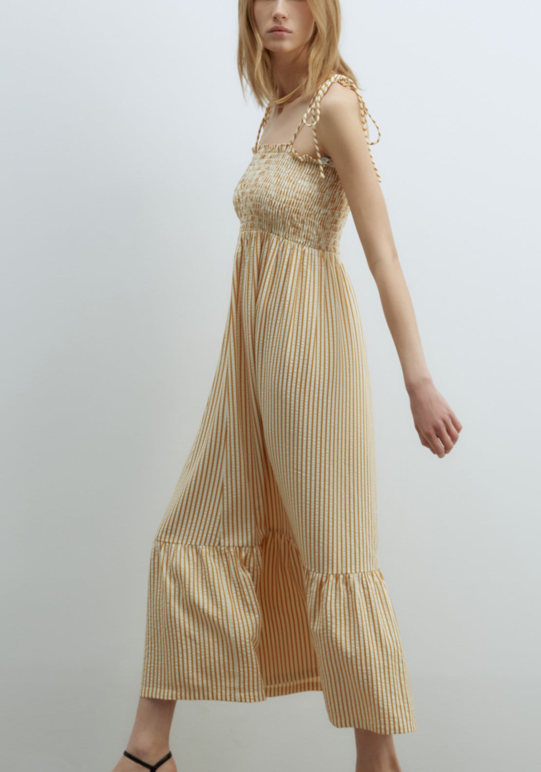 Sfera Midi Dress - Yellow Print 3 Shaws Department Stores