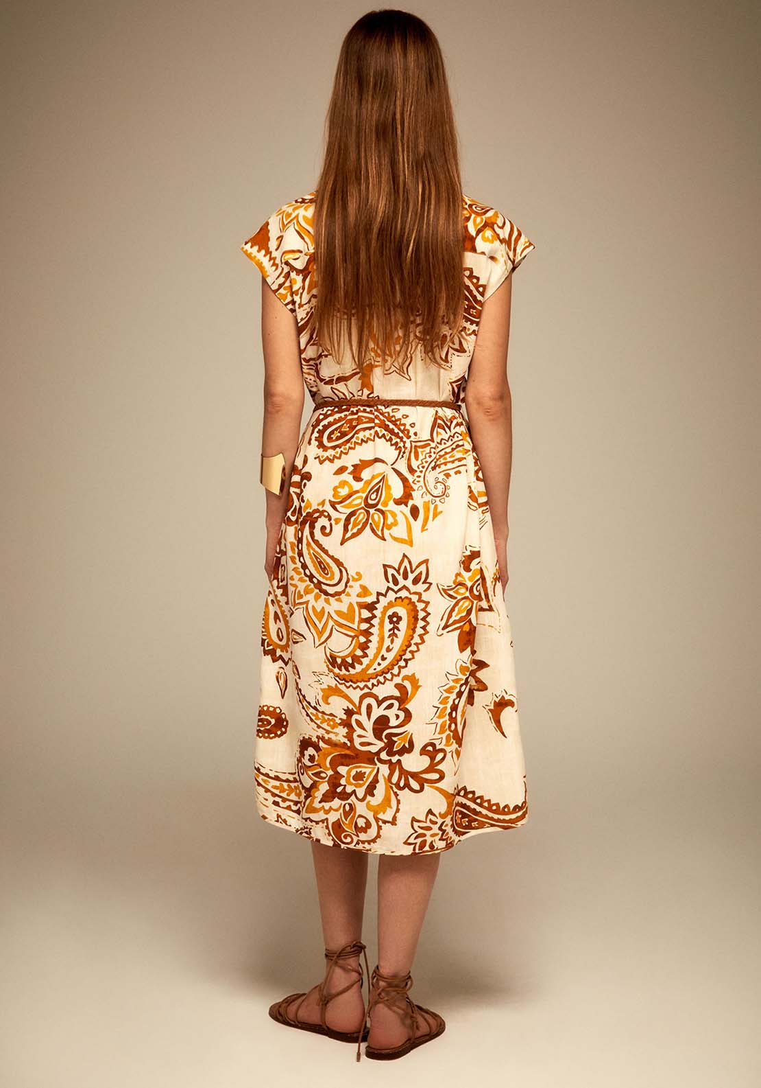 Sfera Tie Waist Printed Dress - Amber 2 Shaws Department Stores