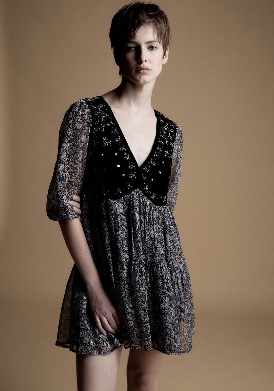 Mixed Media Lurex Dress - Black