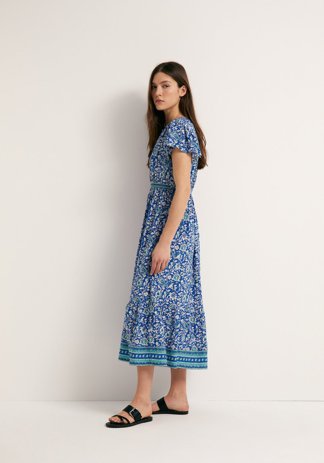 Shirt Style Midi Dress - Blue
