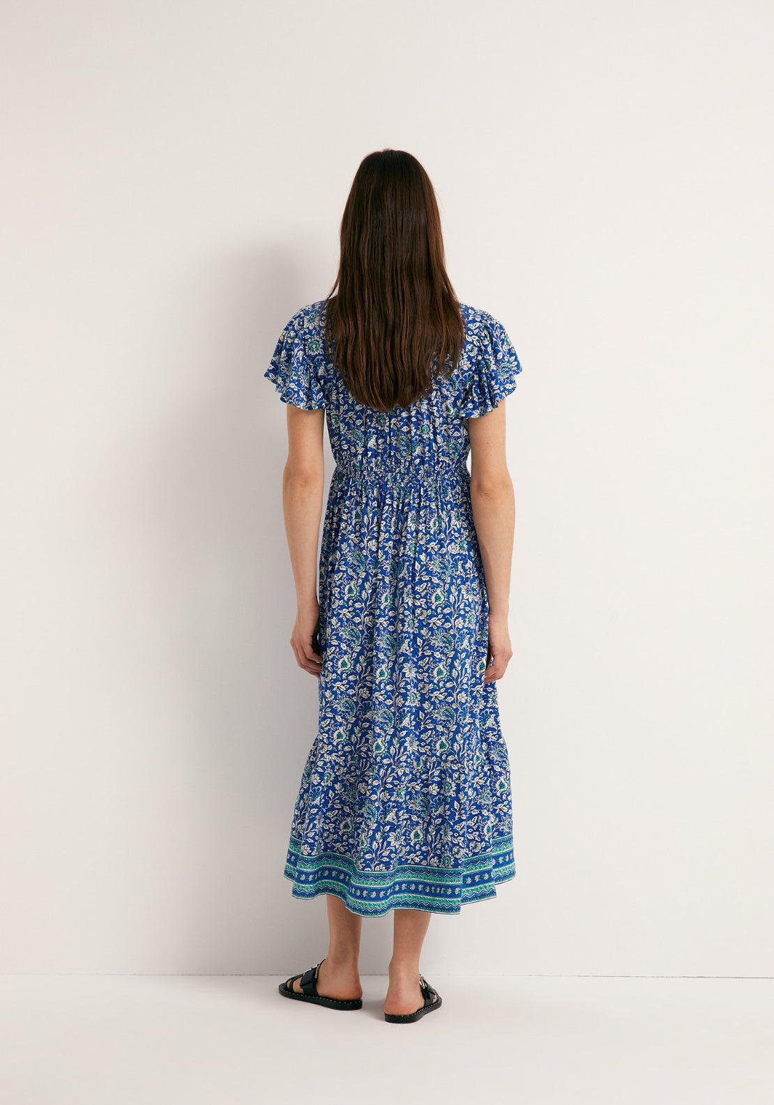 Shirt Style Midi Dress - Blue