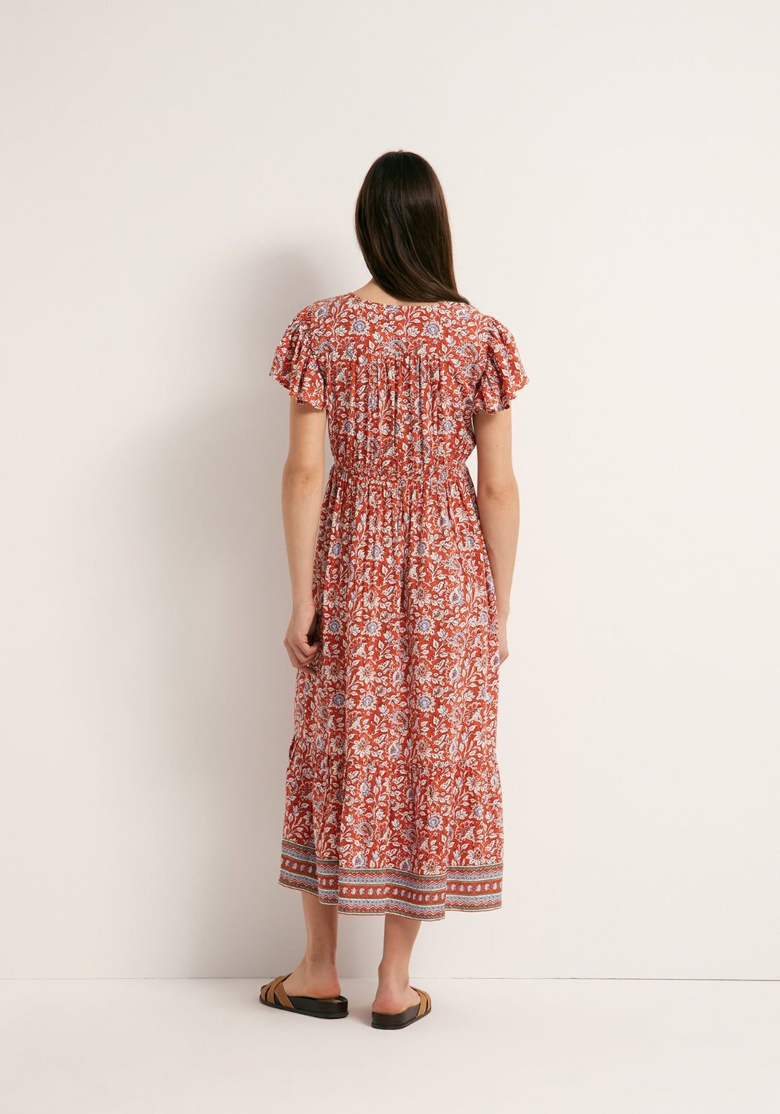 Shirt Style Midi Dress - Red