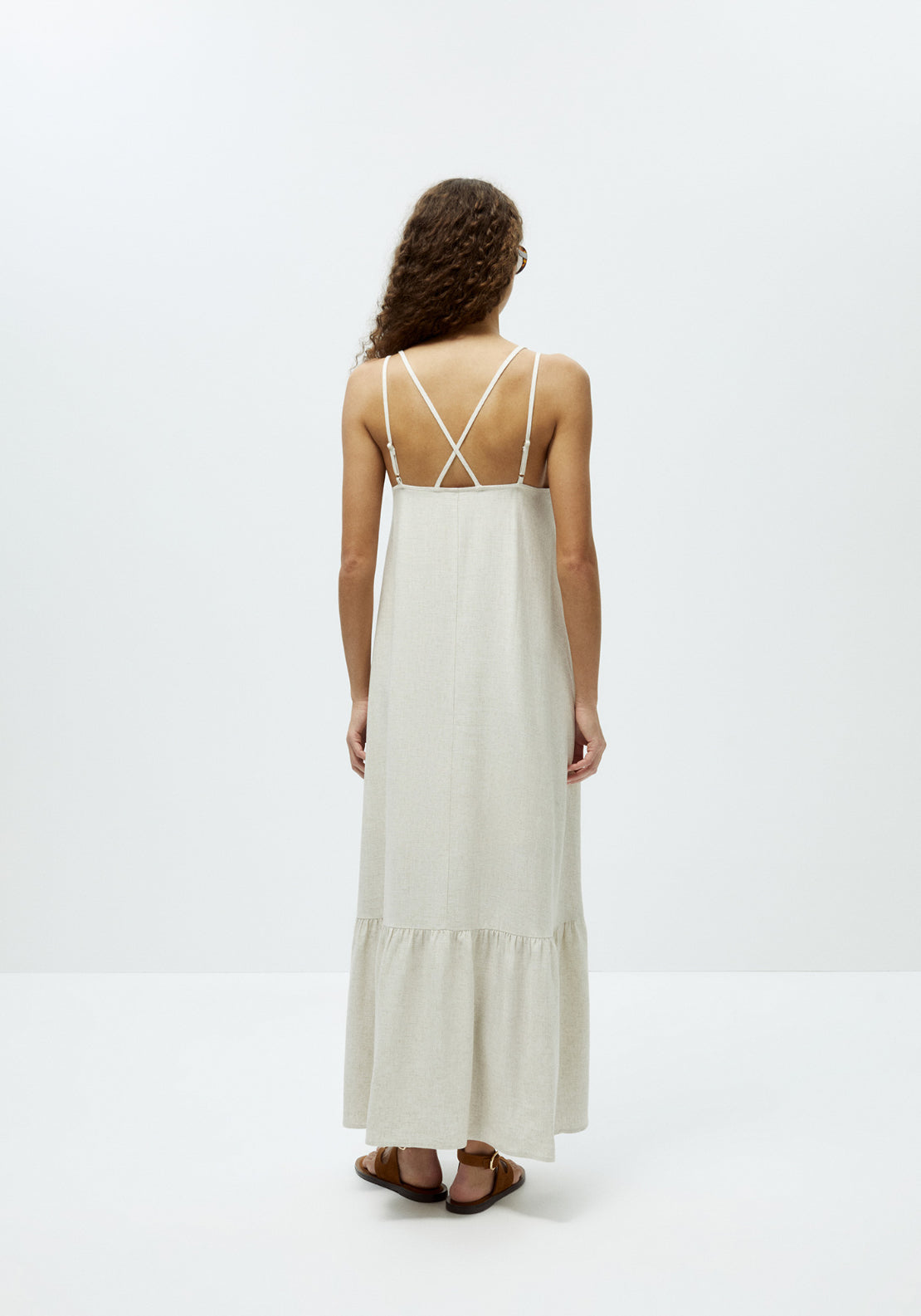 Chest Embroidery Dress - Beige