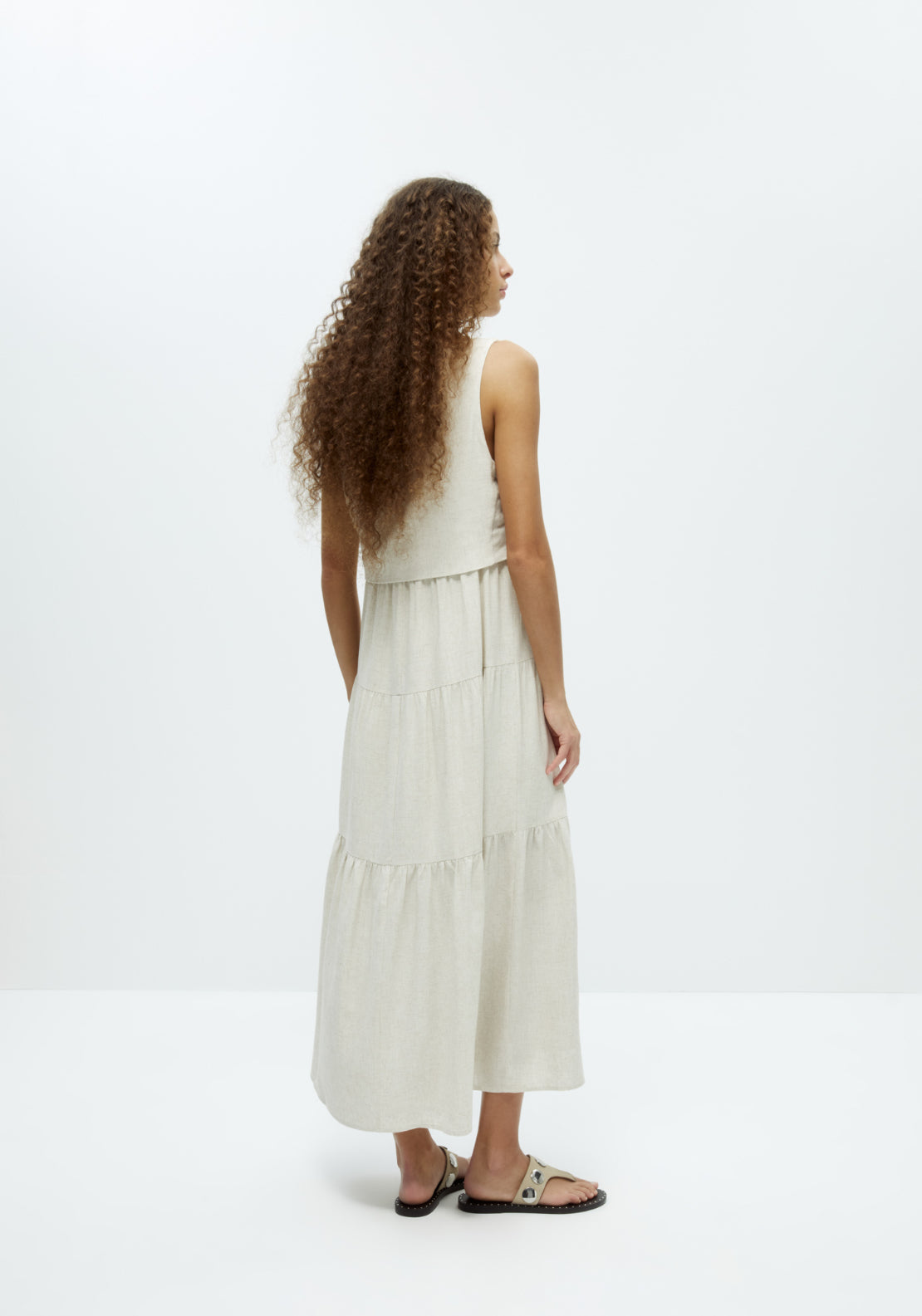 Sleeveless Waistcoat Dress - Beige
