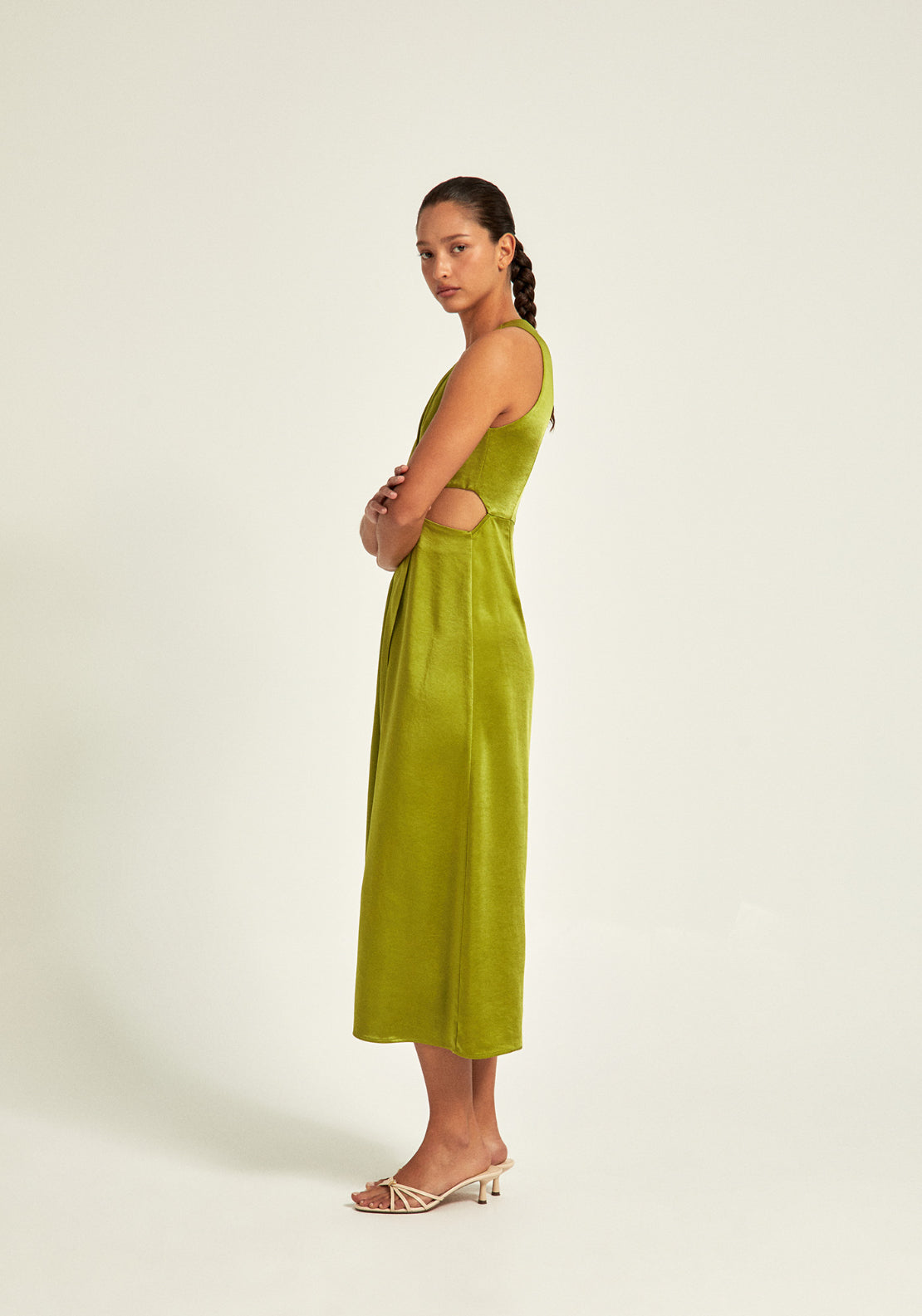 Satin Party Dress - Green