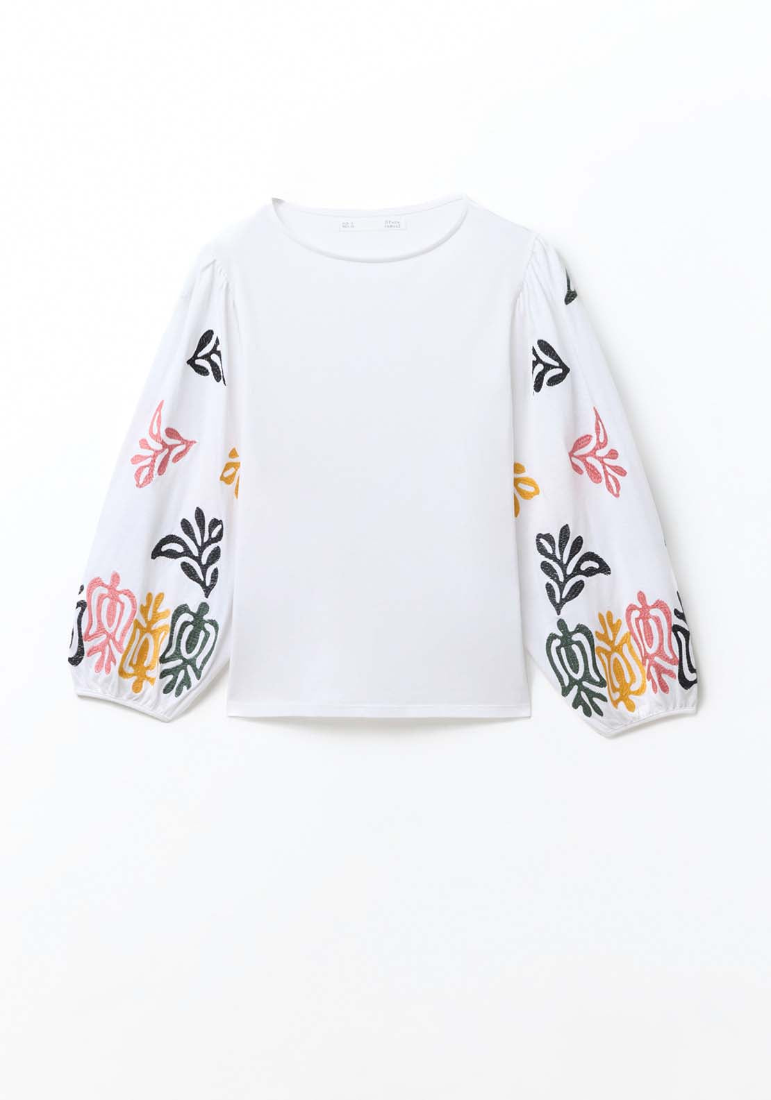 Sfera Embroidered Sleeve Blouse - White 5 Shaws Department Stores