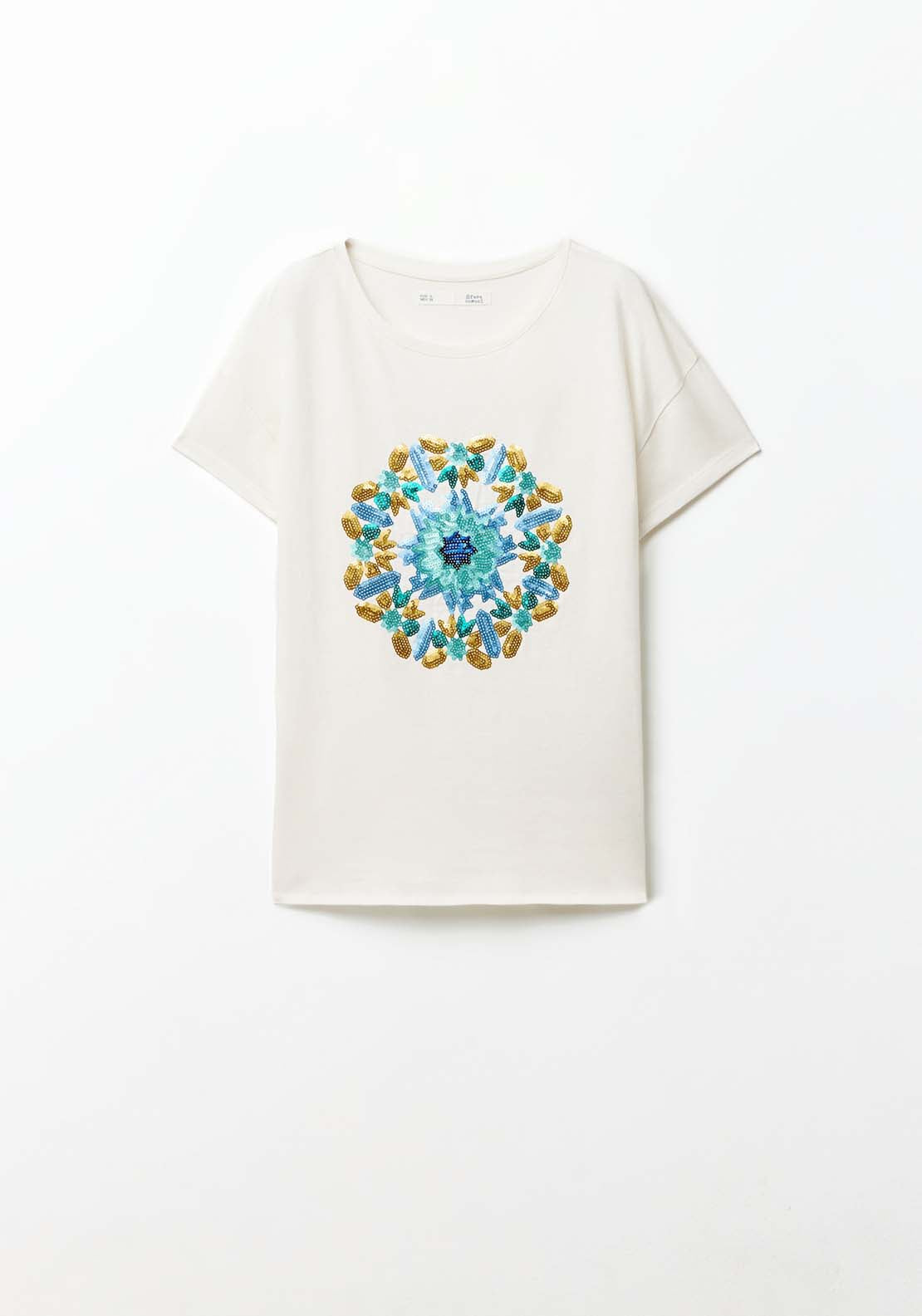 Sfera Short sleeve Sequin T-Shirt - White 6 Shaws Department Stores