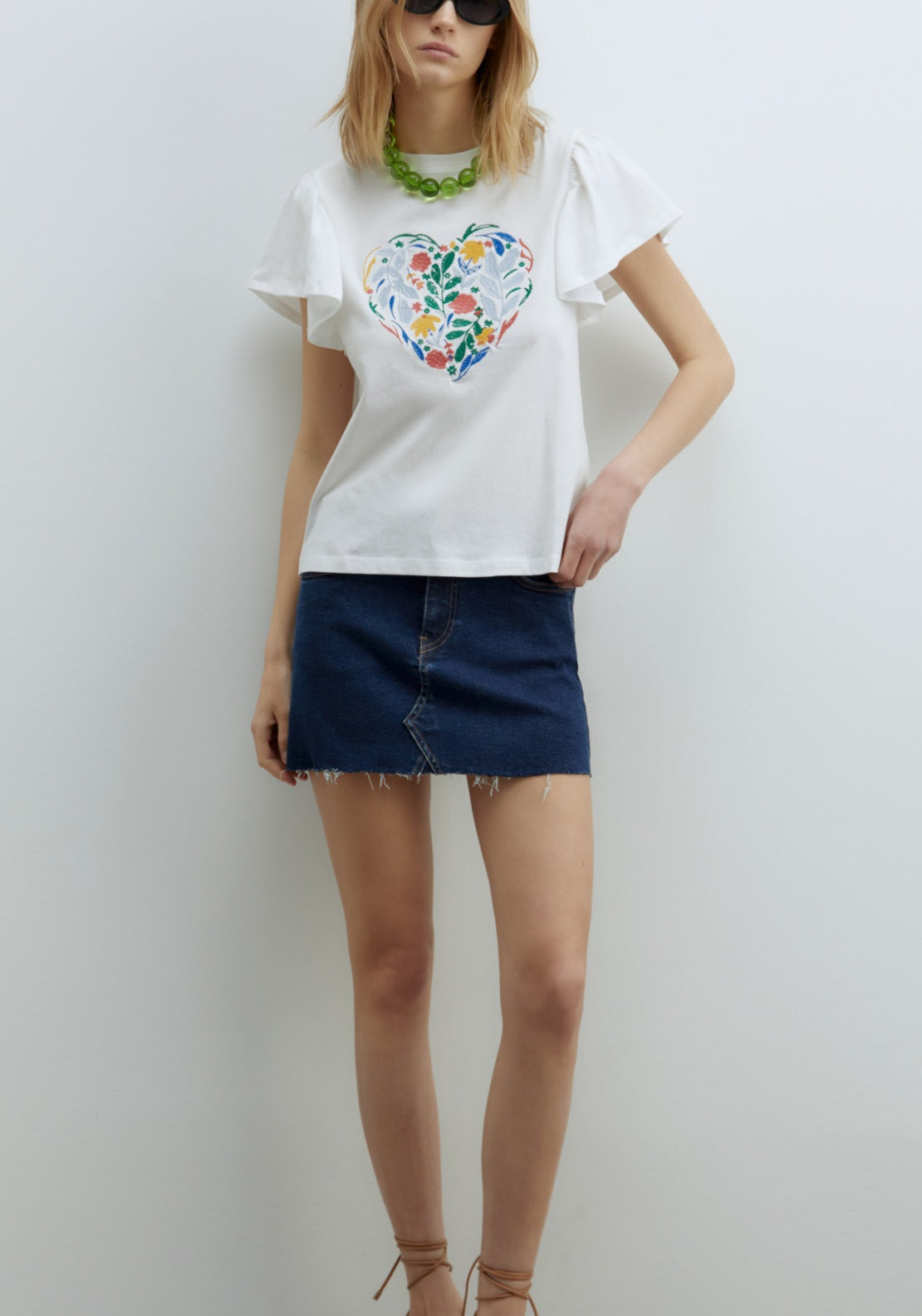 Sfera Embroidered T-Shirt - White 1 Shaws Department Stores